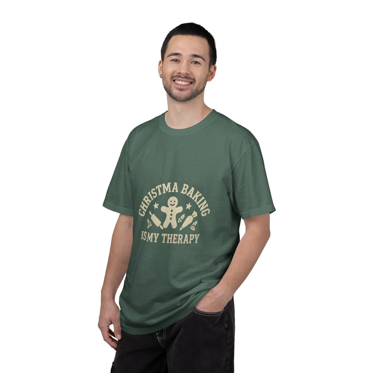 Christmas Baking T-Shirt — "Christmas Baking Is My Therapy" Gingerbread Holiday Tee- Trending Now - October 2026