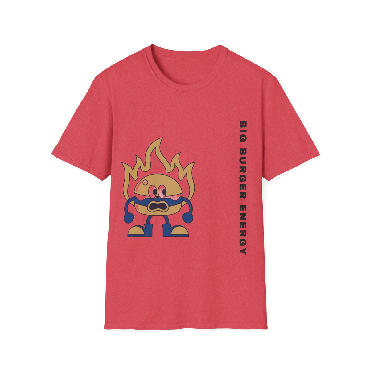 Burger Mascot T‑Shirt — ‘Big Burger’ Flame Character Graphic Tee - Trending Now - September 2026