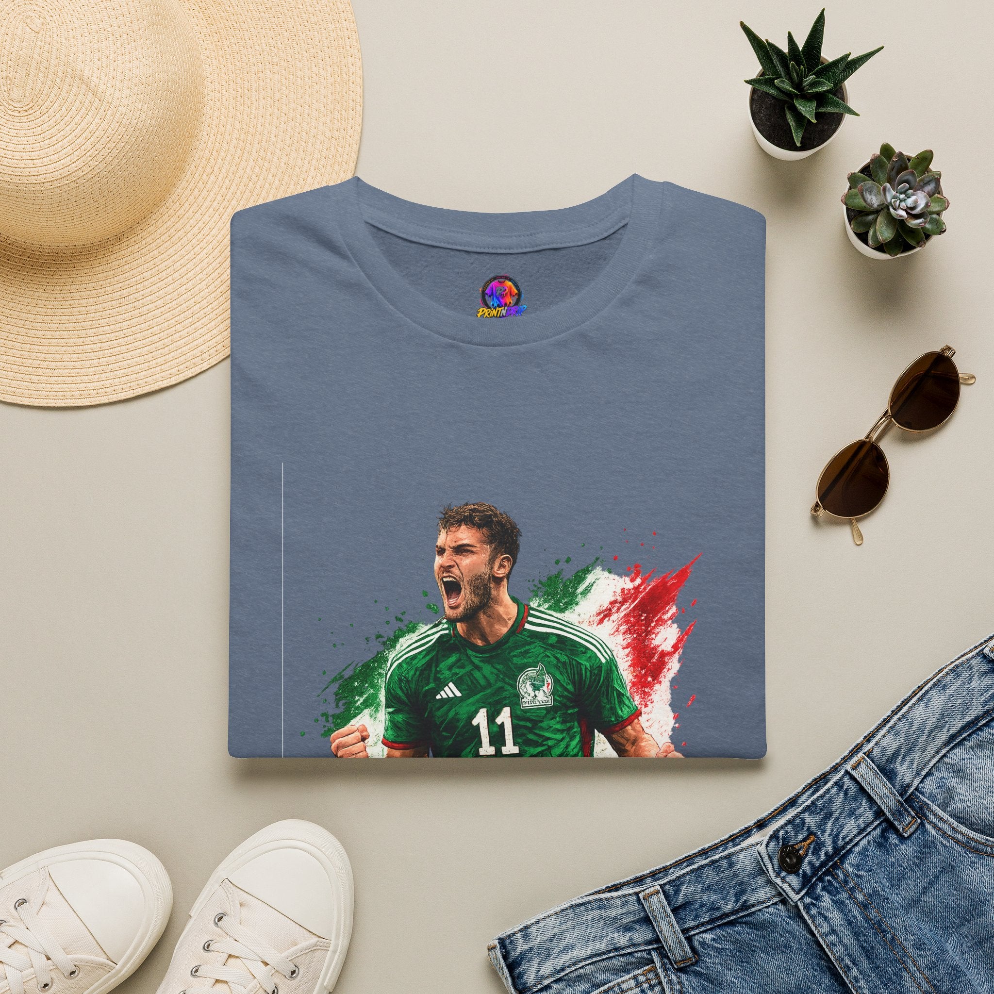 Mexico Soccer Jersey T-Shirt — Santiago Giménez Mexico #11 Fan Tee