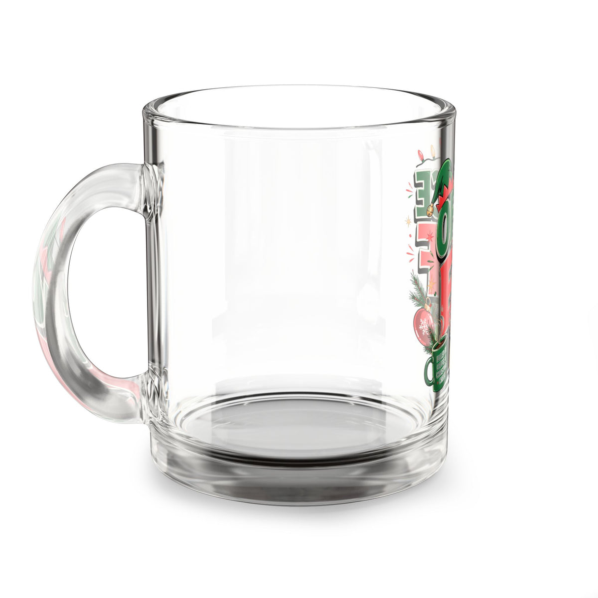 Christmas Glass Mug 10 oz Office Elf Glass Mug – 10oz Holiday Coffee Cup