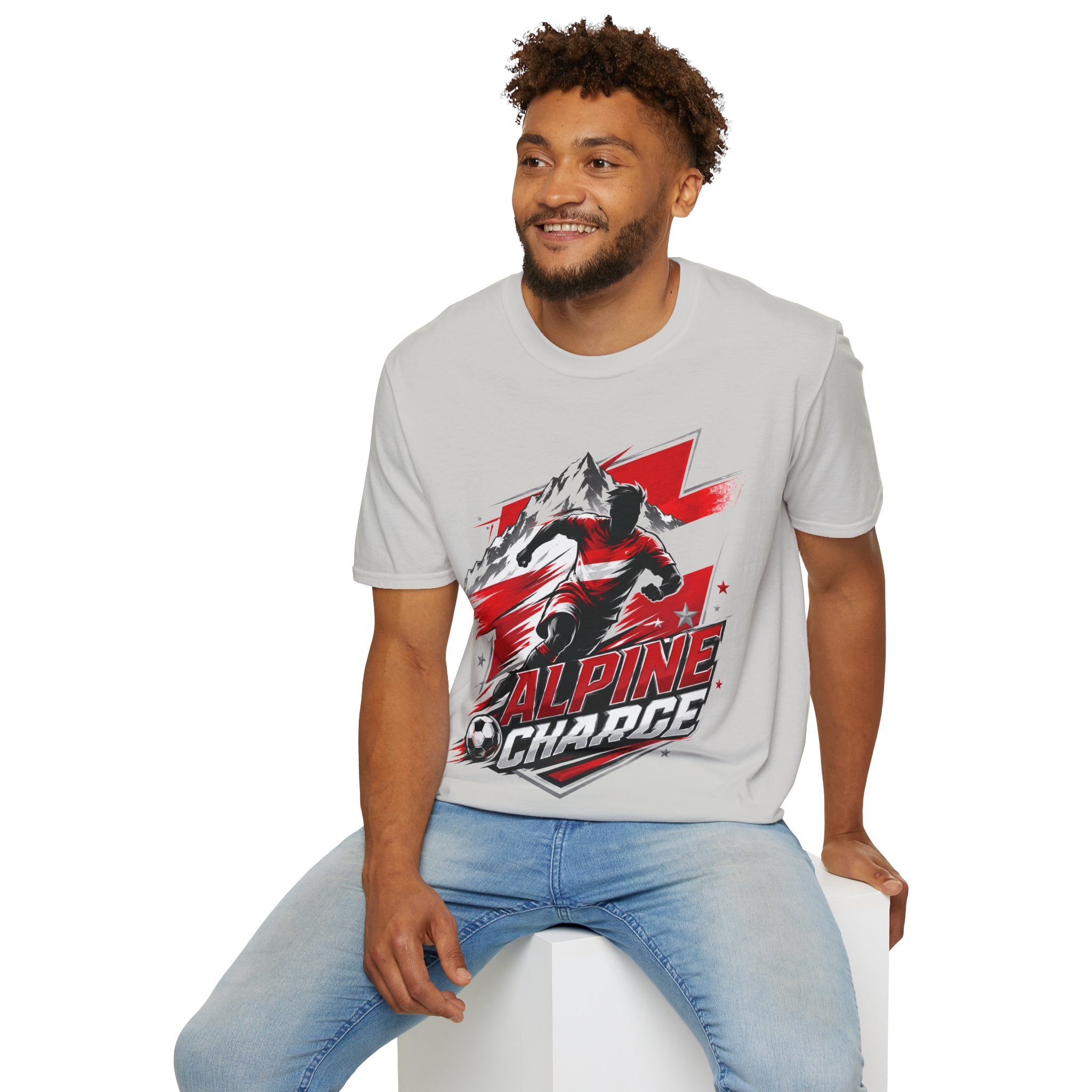 Austria  Alpine Charge Soccer T-Shirt — Mountain Football Graphic Tee -