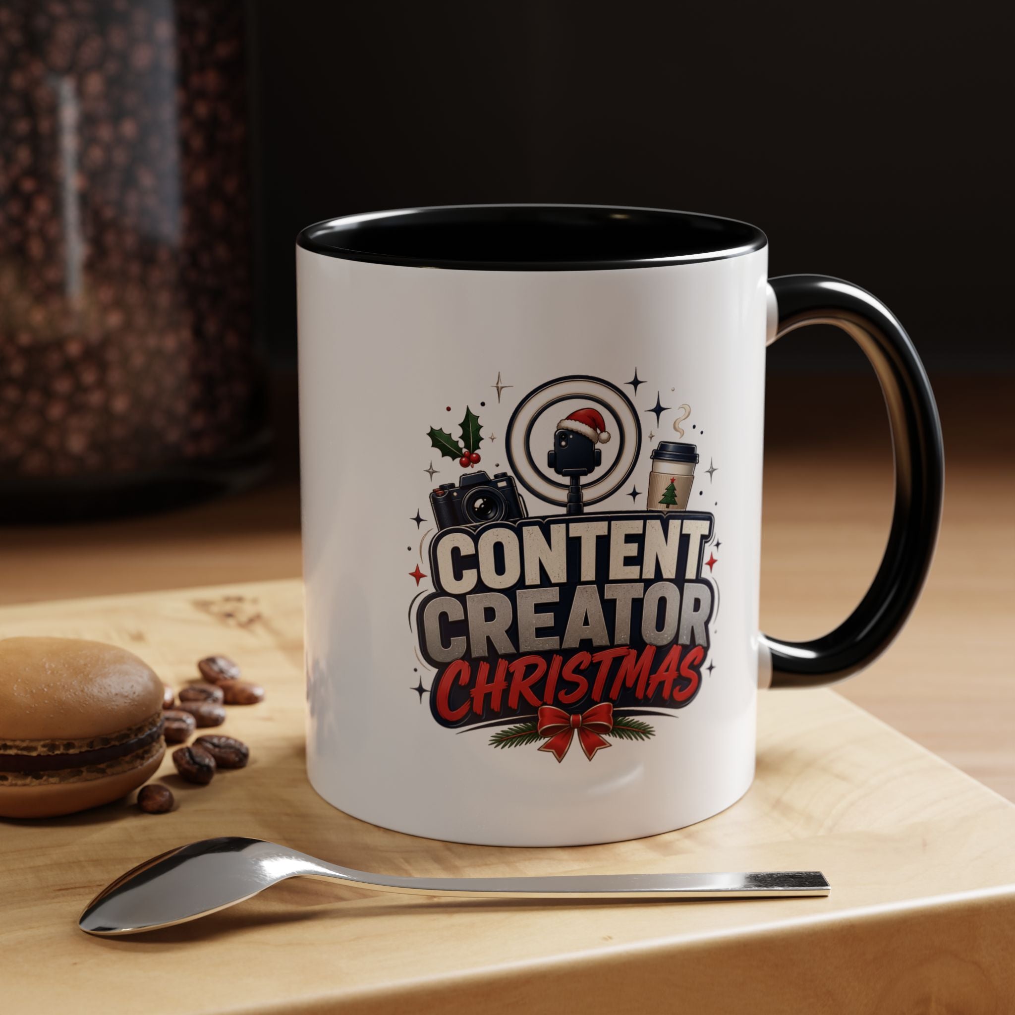 Modern Day Christmas Content Creator Christmas Accent Coffee Mug — Holiday Social Media Gifts (11/15oz)