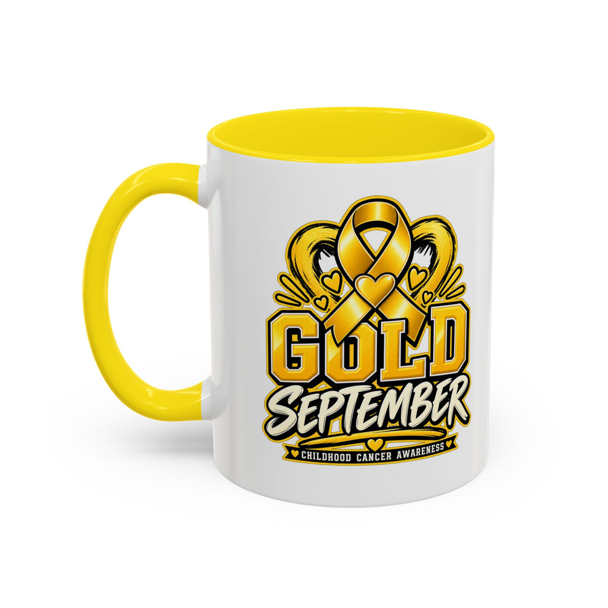 Gold September Coffee Mug — Childhood Cancer Awareness Accent Mug (11/15oz)