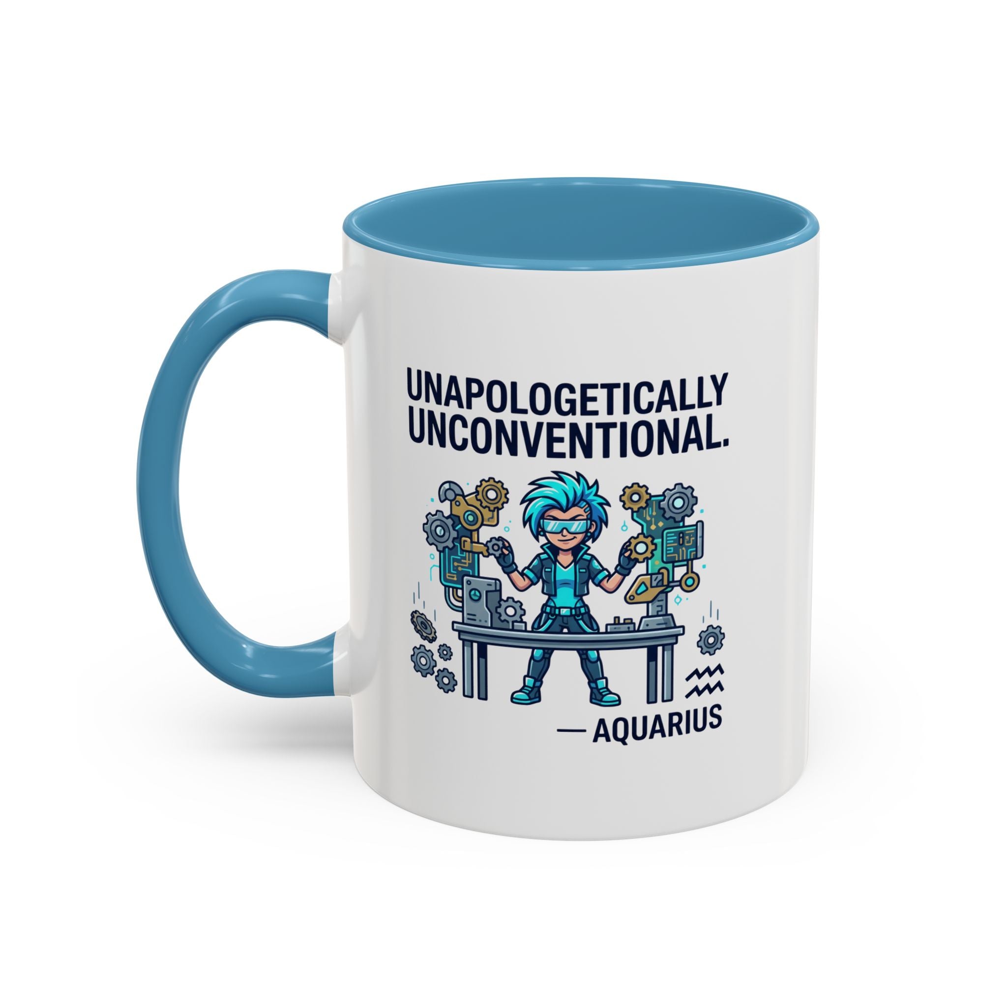 Aquarius Coffee Mug - "Unapologetically Unconventional" Zodiac Accent Mug 11oz