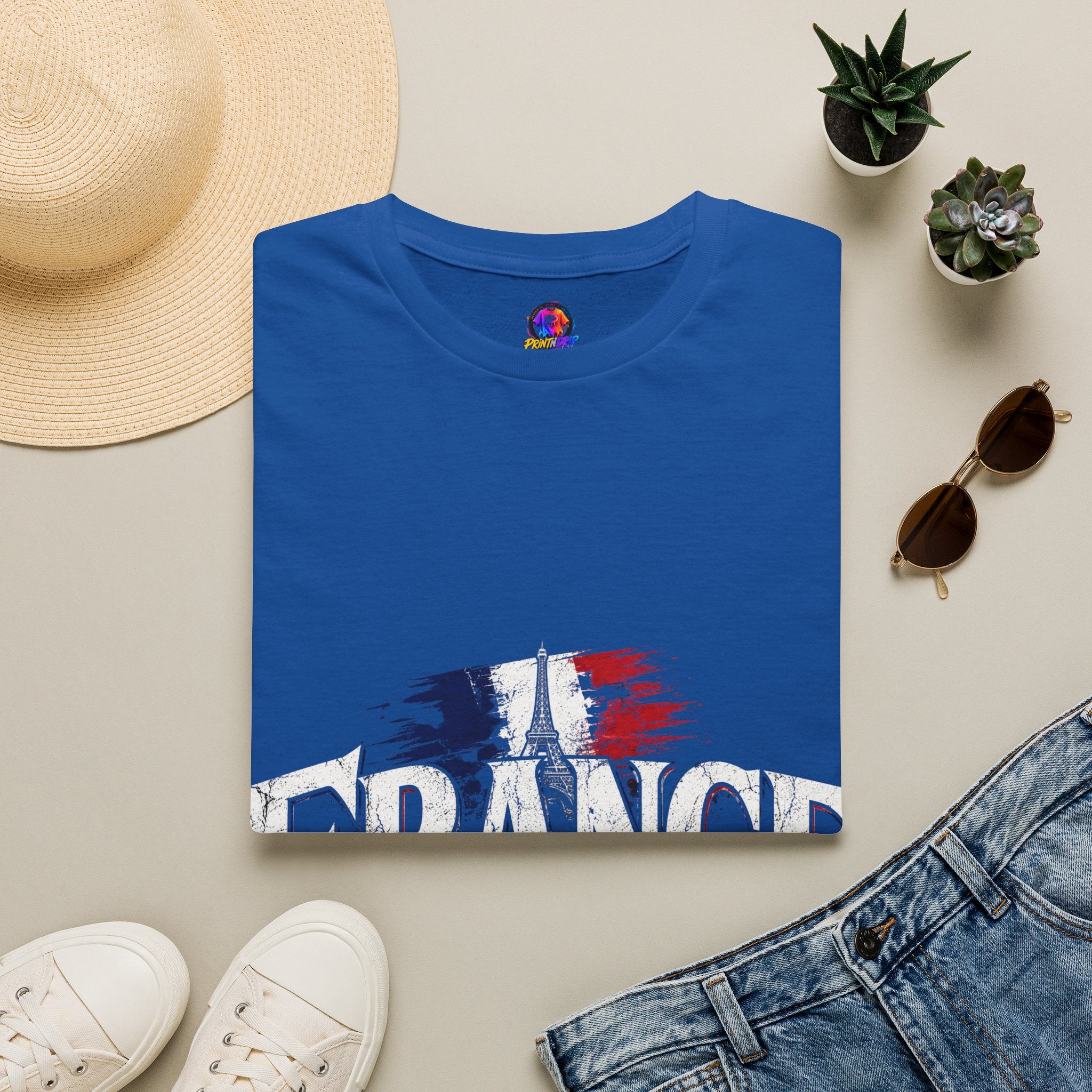 France Flag T-Shirt — Vintage Eiffel Tower French Pride Tee
