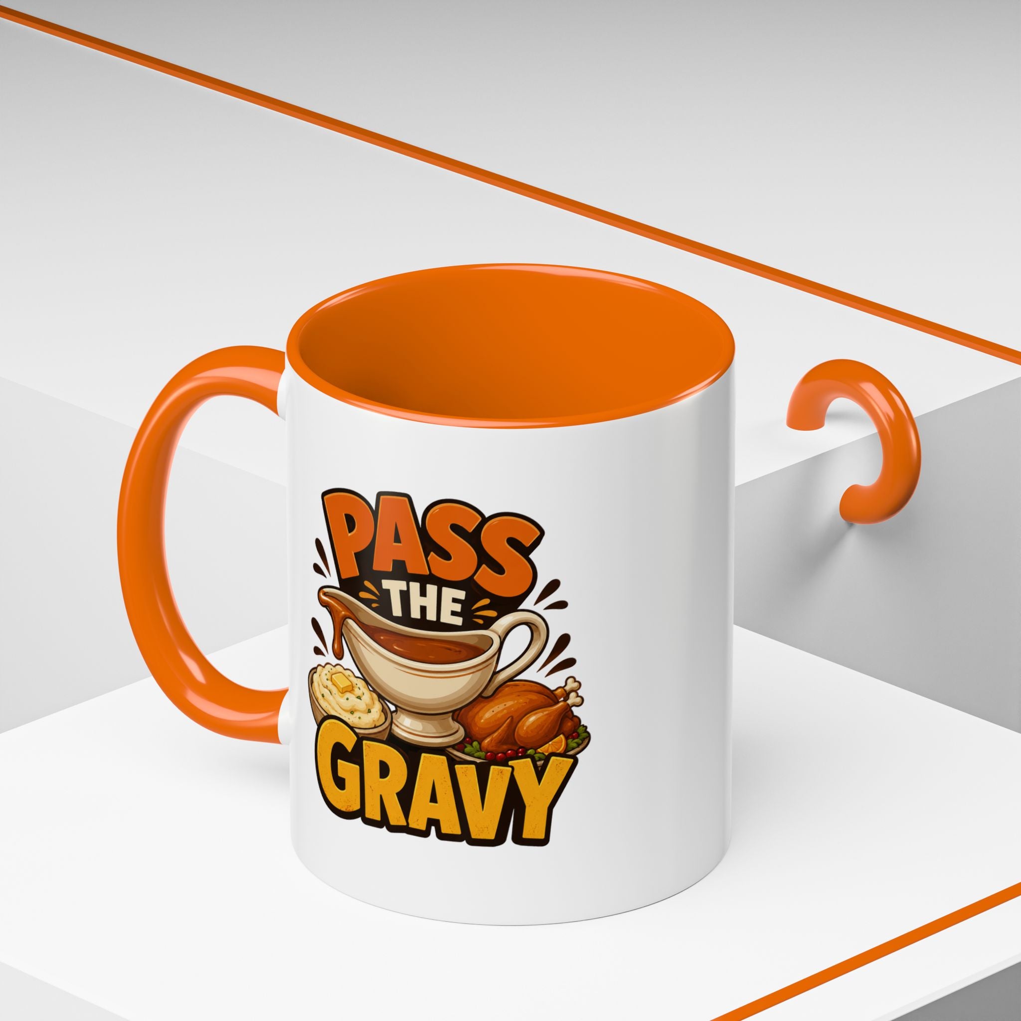 Thanksgiving Mug Pass the Gravy Coffee Mug — Thanksgiving Turkey & Gravy Bowl Accent Mug