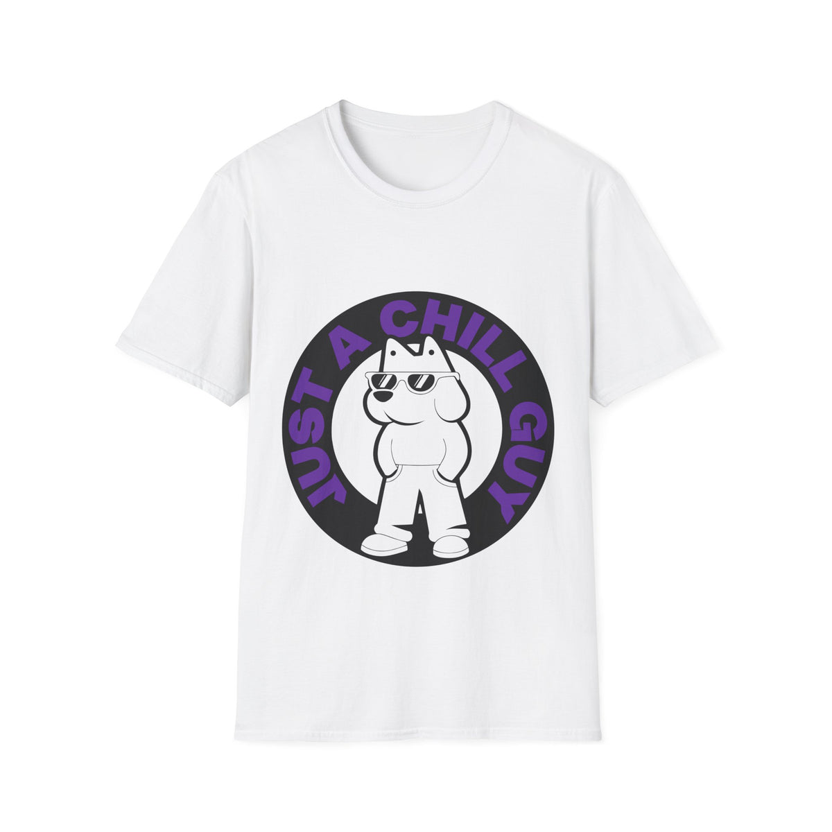Just A Chill Guy Purple Circle Badge T-Shirt - Viral Character Mascot Tee - Trending Now - September 2026