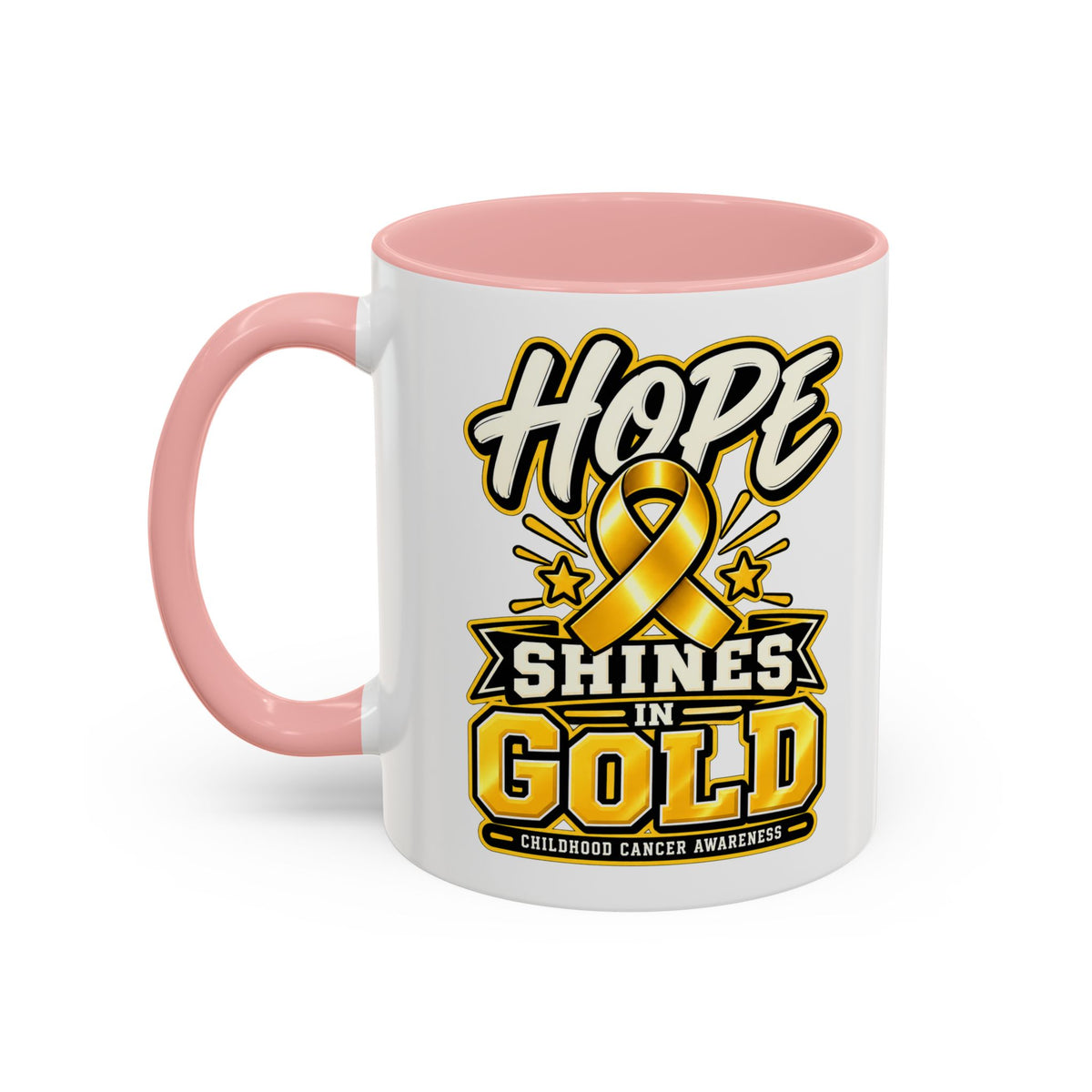 Hope Shines in Gold Coffee Mug — Childhood Cancer Awareness Accent Mug