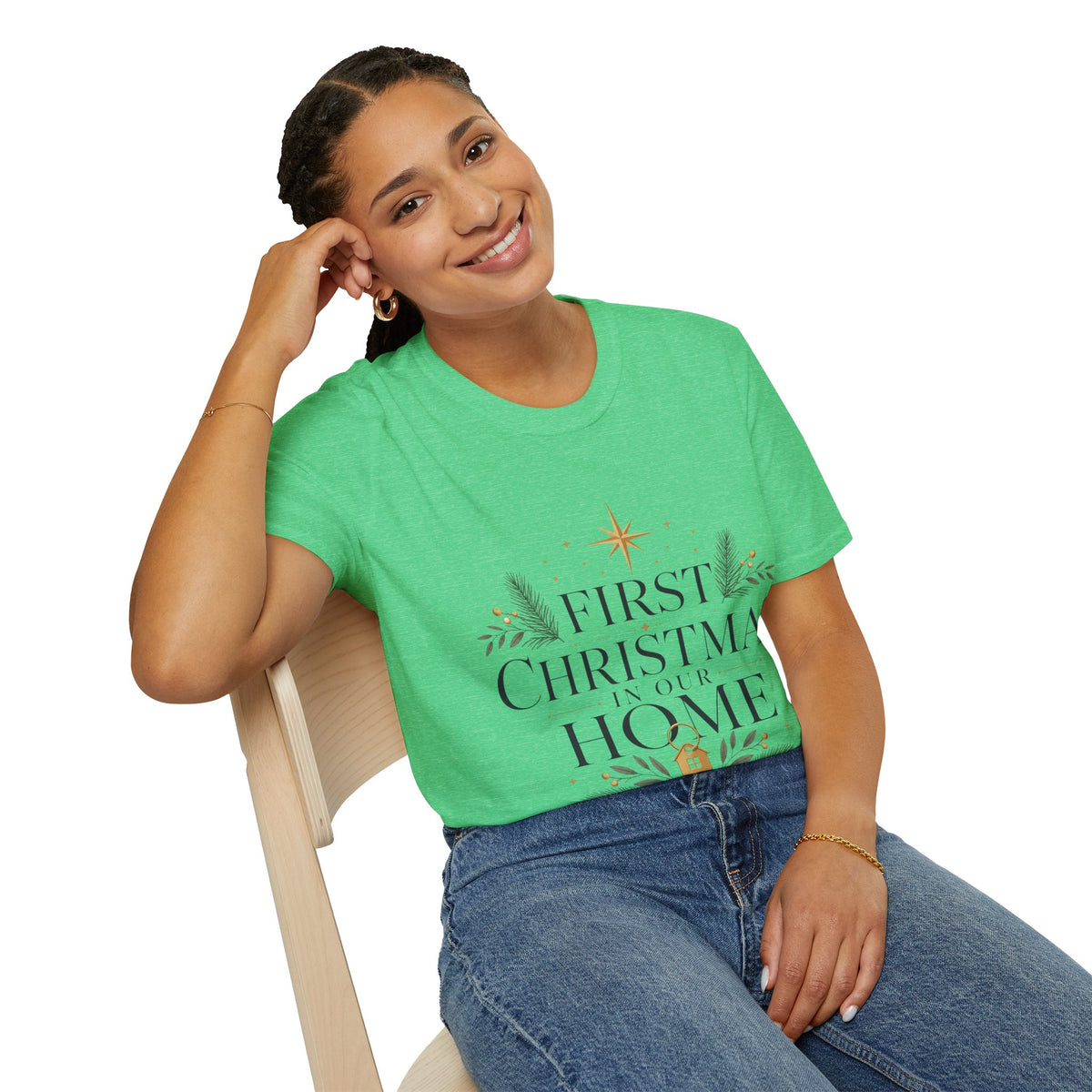 First Christmas T-Shirt — 'First Christmas in Our Home' Elegant Holiday Tee