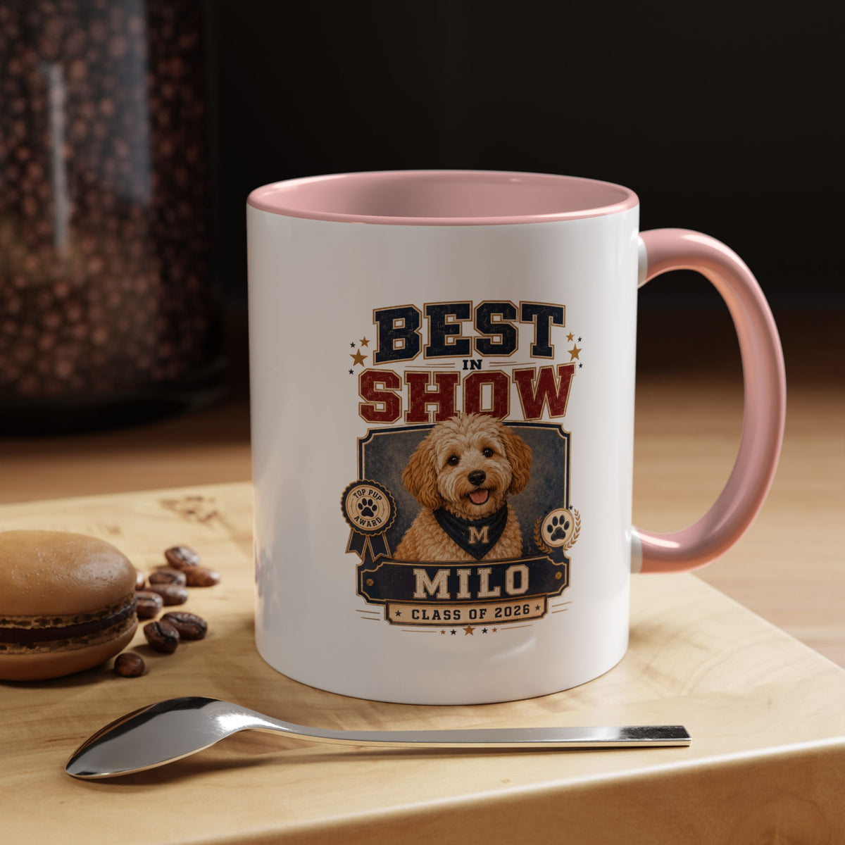 Milo Bailey Dog Dad Mom Best in Show Personalized Dog Photo Coffee Mug — Custom Name & Year