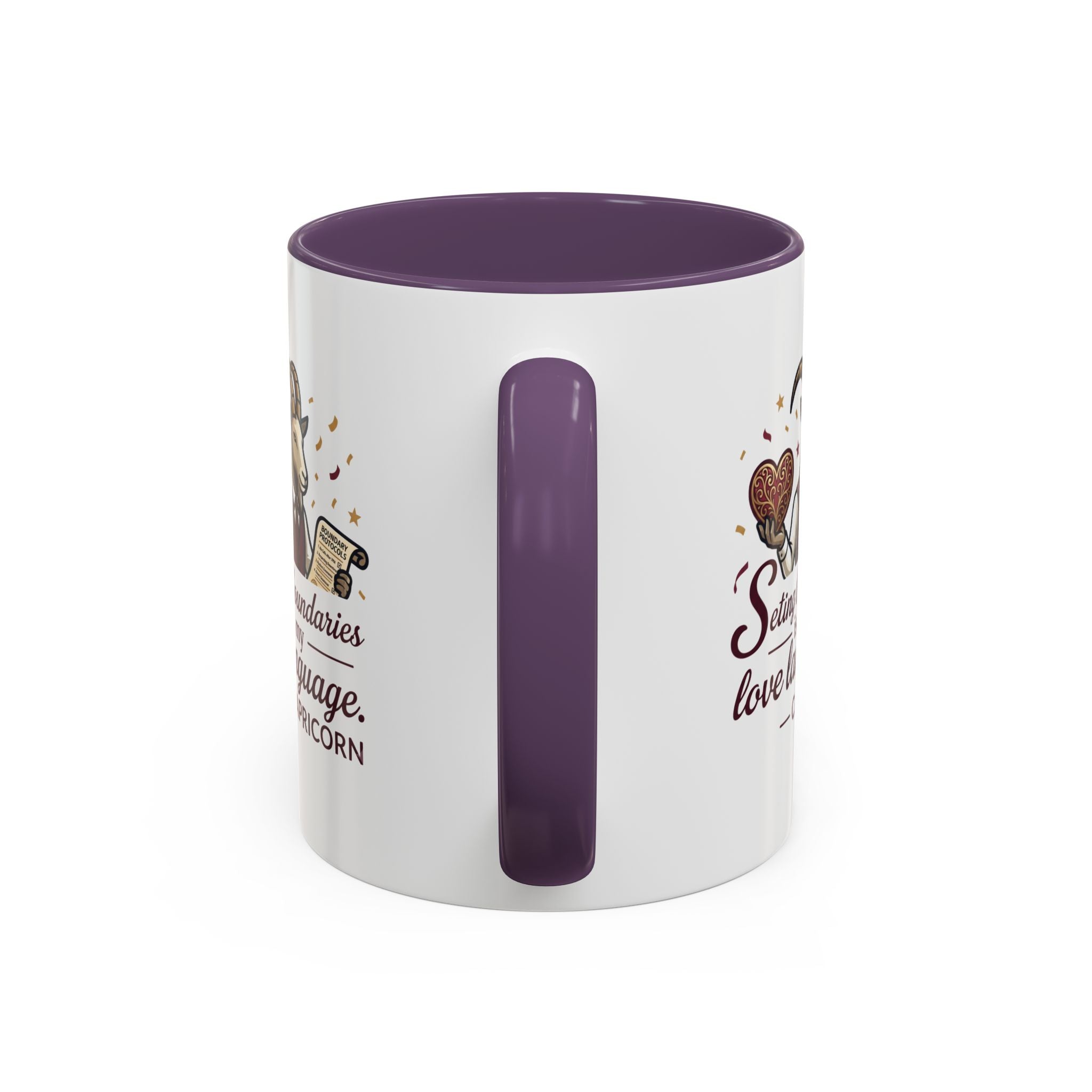 Capricorn Zodiac Coffee Mug — "Setting Boundaries Is My Love Language" Accent Mug