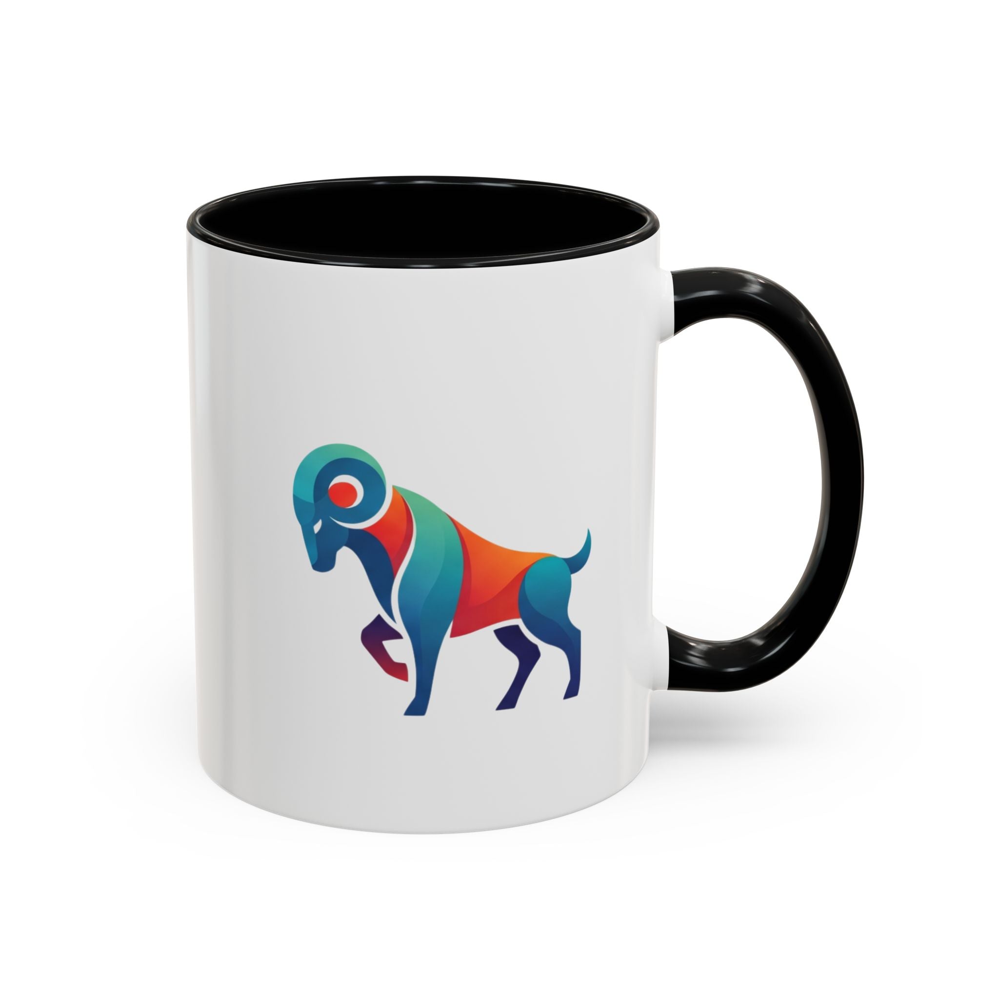 Colorful Ram Accent Coffee Mug — Geometric Zodiac Aries Design