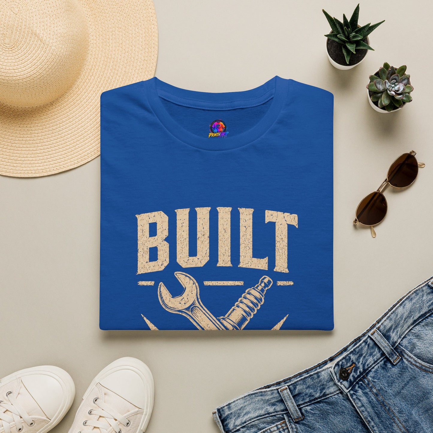 Built Not Bought T-Shirt — Vintage Mechanic DIY Garage Tee