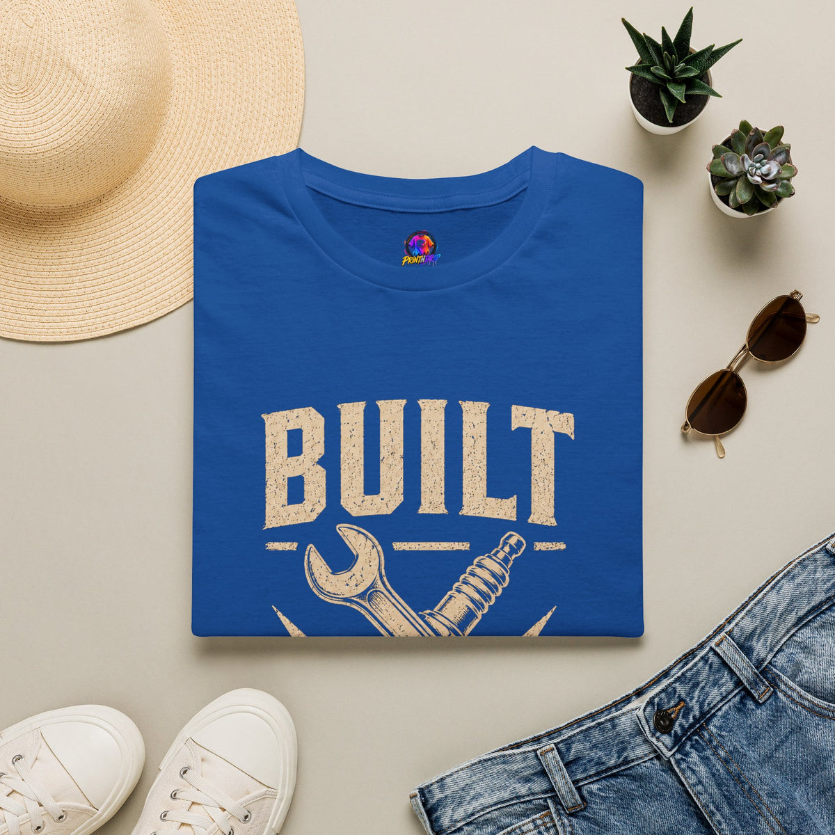 Built Not Bought T-Shirt — Vintage Mechanic DIY Garage Tee