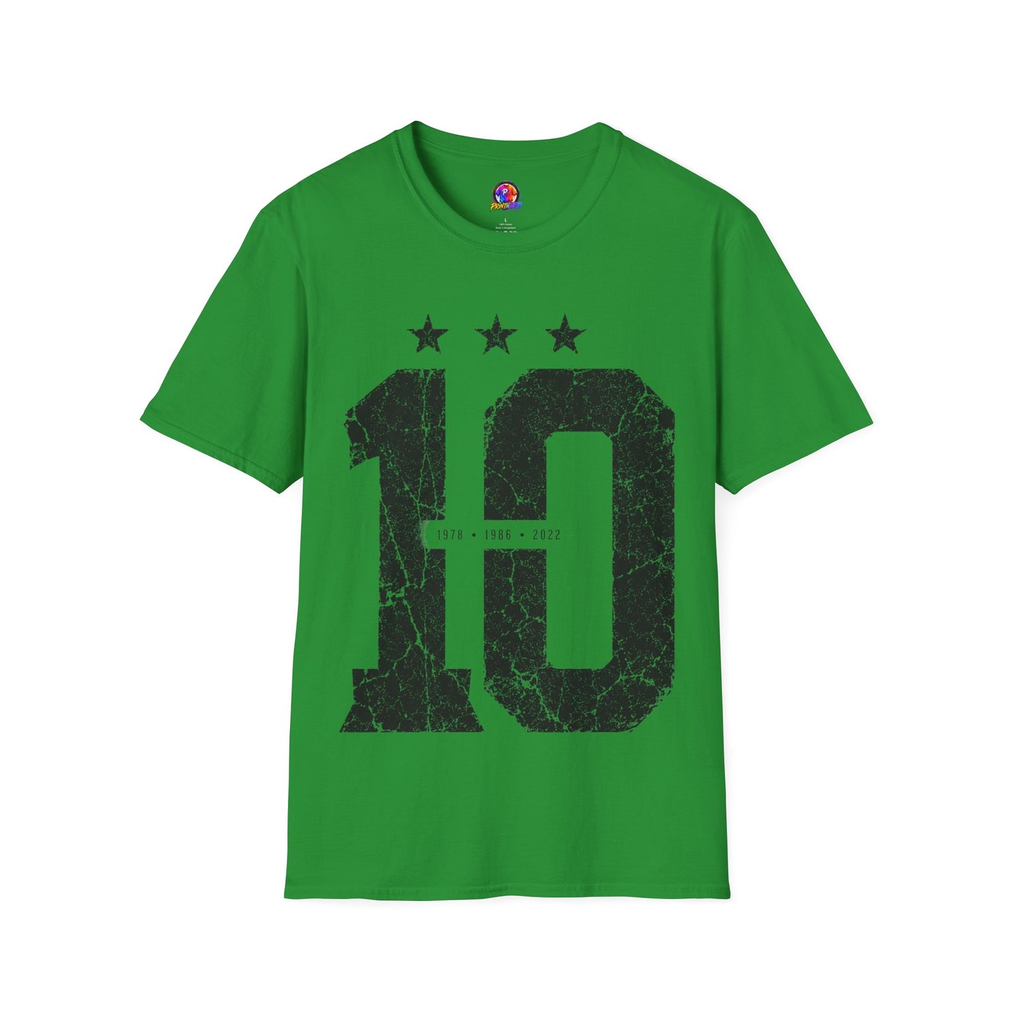 Vintage Argentina Worldcup winning No. 10 Jersey T-Shirt — Distressed Number Tee with Three Stars