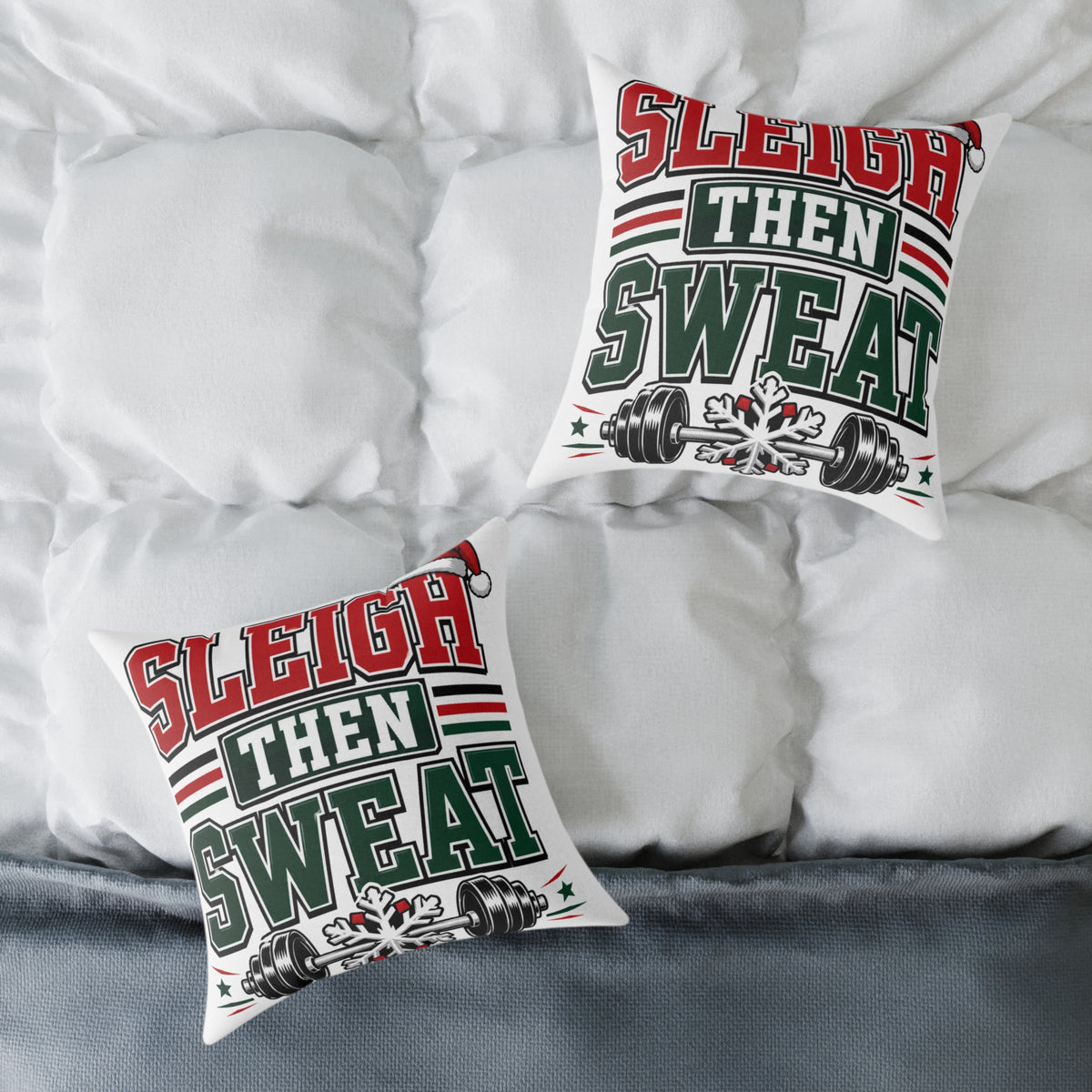 Modern Day Christmas  Sleigh Then Sweat Christmas Gym Pillow