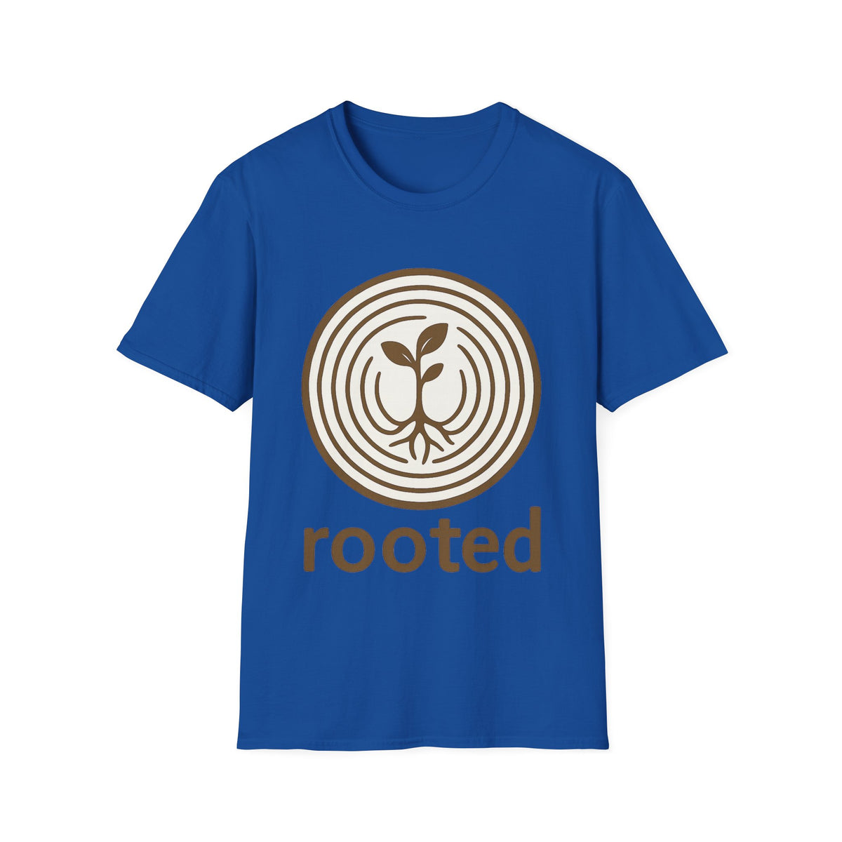 "Rooted" Retro Tree Ring Sapling Tee - Minimalist Earthy Growth Nature White T-Shirt - Trending Now - September 2026