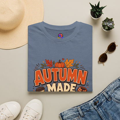 Autumn Made Me Do It T-Shirt — Fall Pumpkin & Leaves Graphic Tee