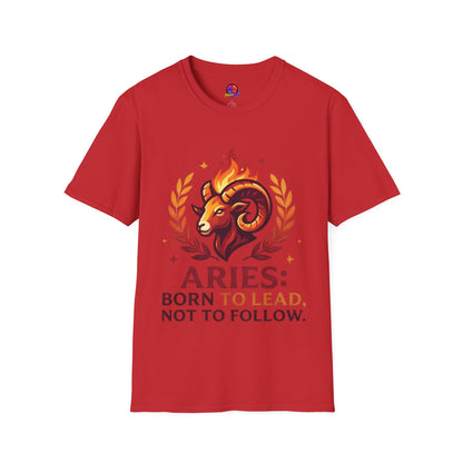 Aries Zodiac T-Shirt — "Born to Lead Not to Follow" Ram Graphic