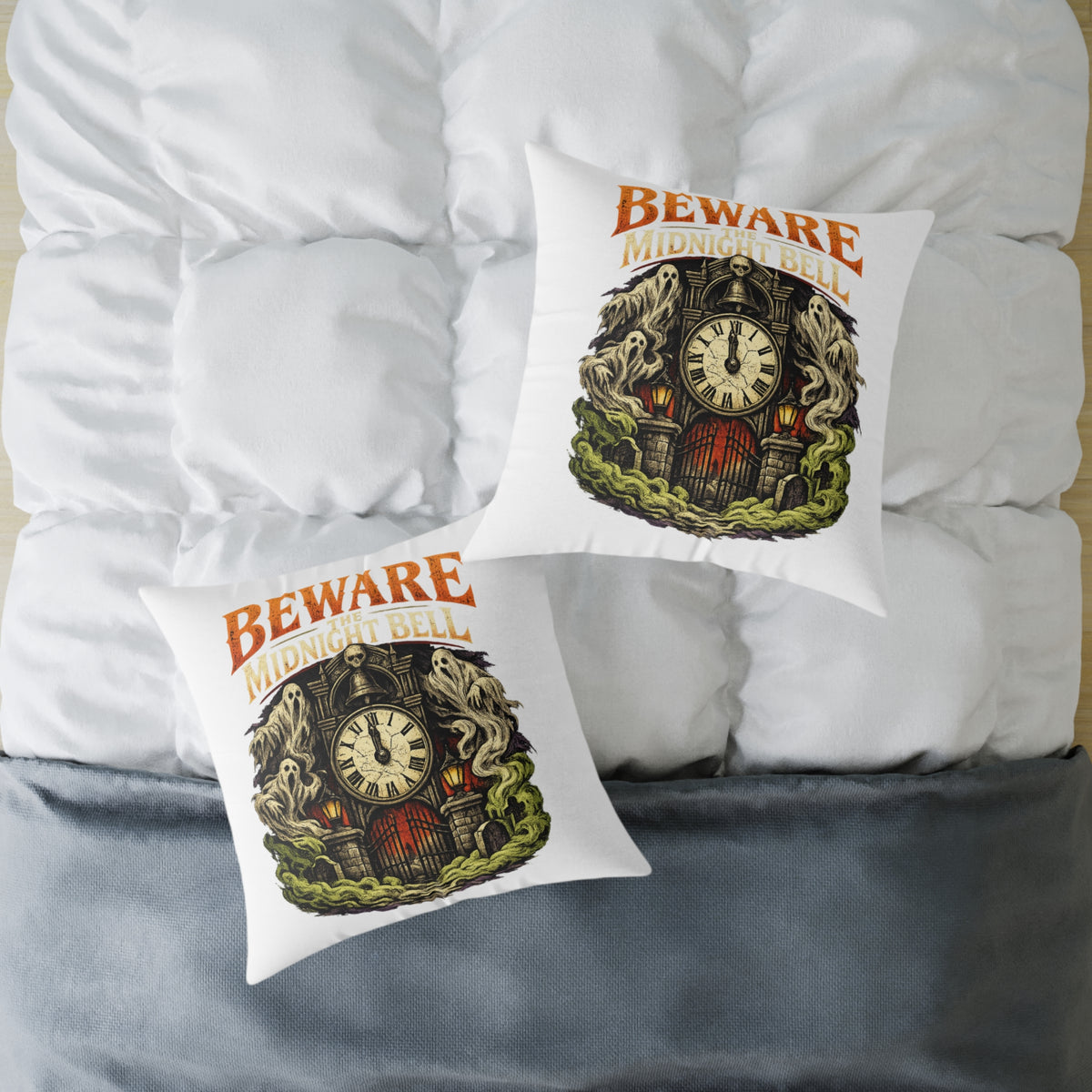 Halloween Beware Of Midnight Square Poly Canvas Pillow