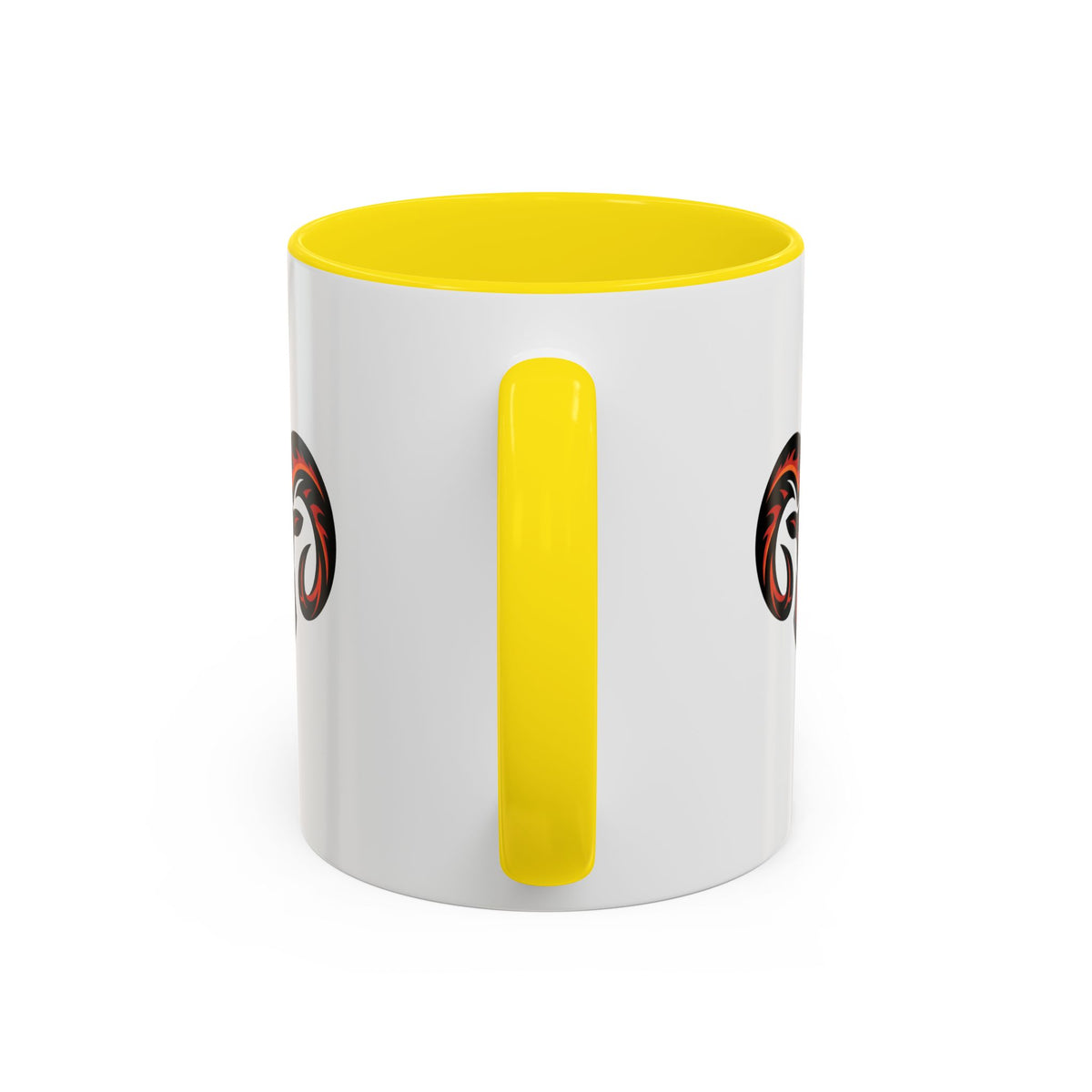 Aries Zodiac Ram Logo Accent Coffee Mug — Bold Tribal Ram Head Design