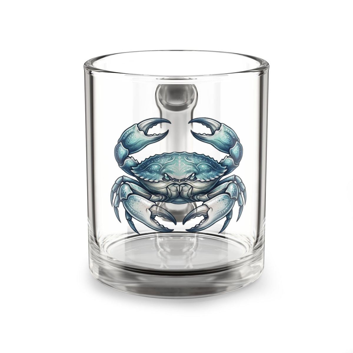 Cancer Blue Crab Glass Mug — 10oz Coastal Seafood Coffee Cup