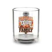 Glass Mug — Thanksgiving Football Food Family Glass Mug — 10oz Game Day Coffee & Tea Cup