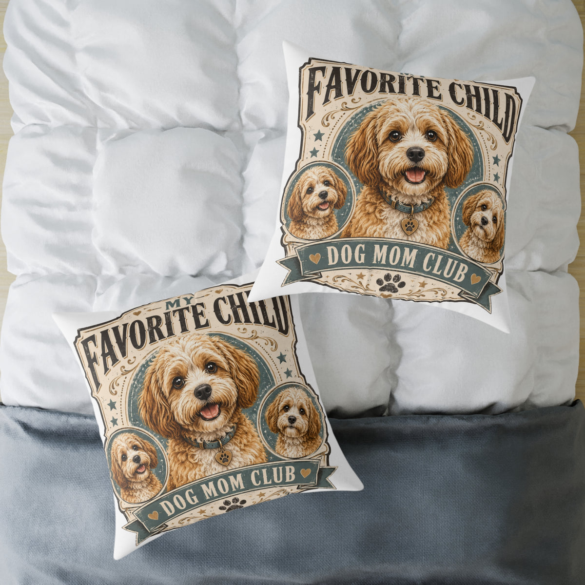 Favorite Child Dog Mom Club Pillow  Milo Bailey Dog Dad Mom — Cute Dog Mom Decorative Throw Pillow