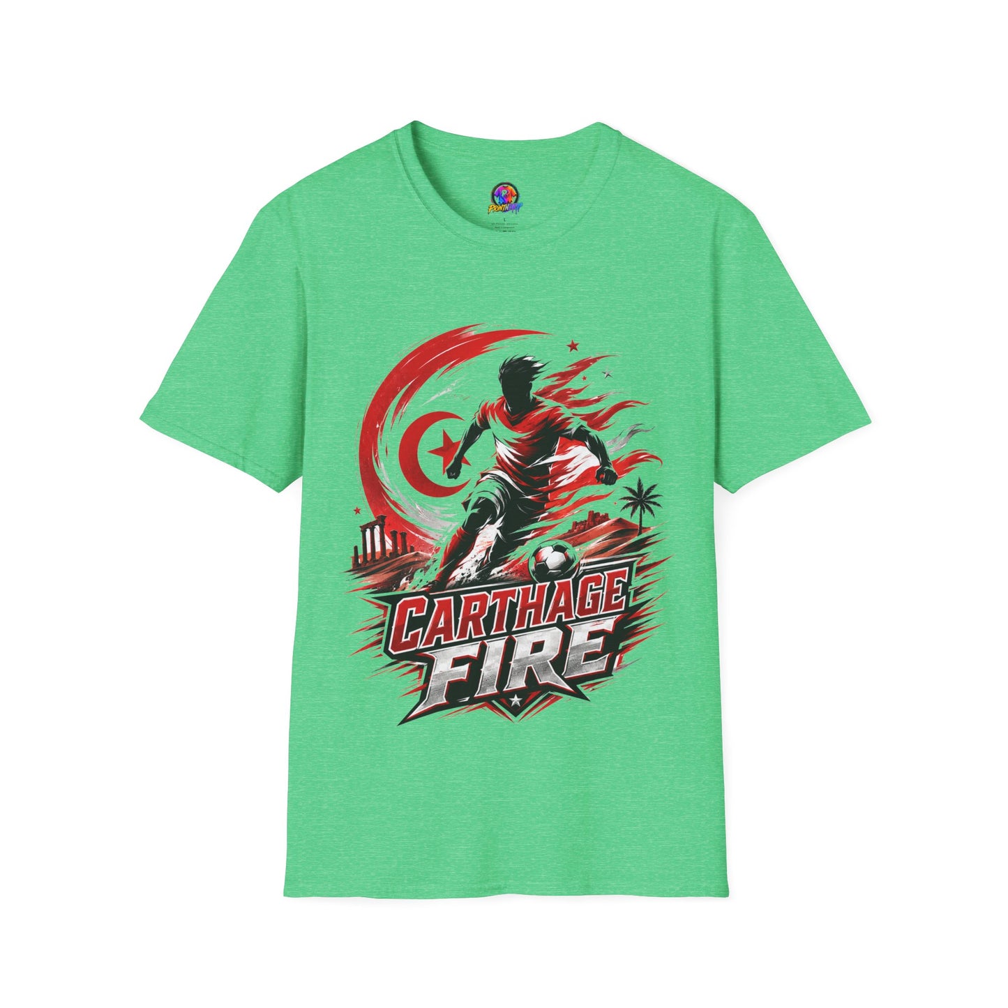 Tunisia Carthage Fire Soccer T-Shirt — Red Crescent Football Fan Tee