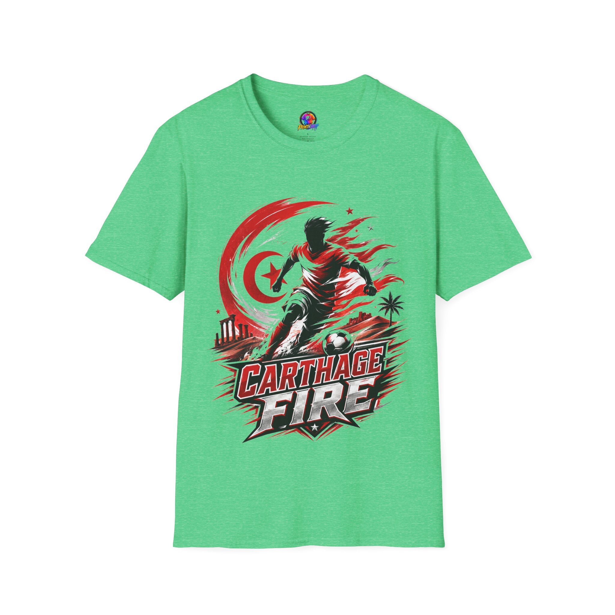 Tunisia Carthage Fire Soccer T-Shirt — Red Crescent Football Fan Tee