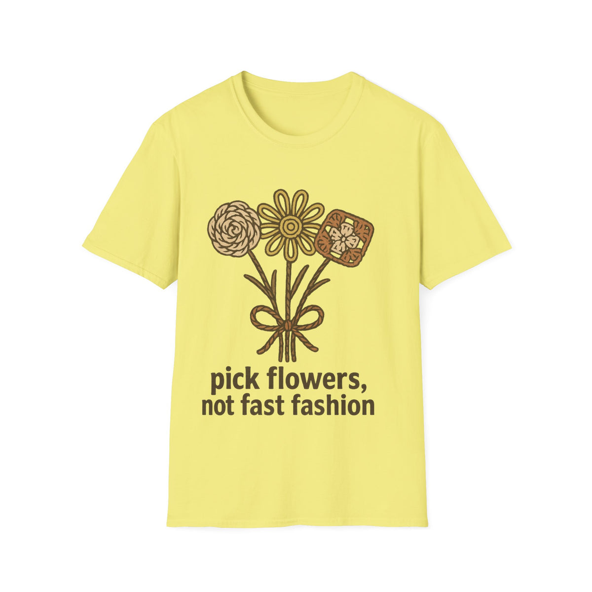 "Pick Flowers Not Fast Fashion" Eco Tee | Botanical Sustainable T-Shirt - Trending Now - September 2026