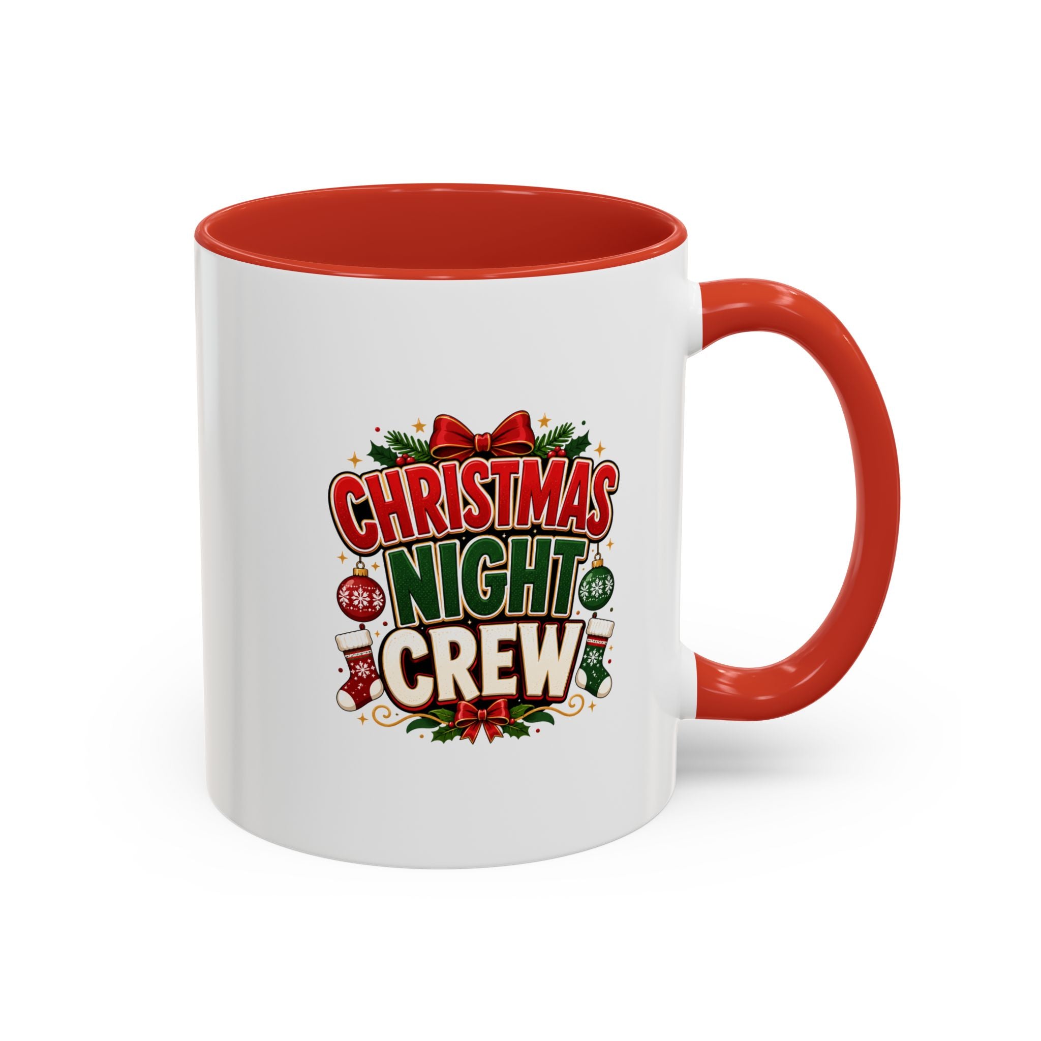 Christmas Night Crew Accent Coffee Mug – Festive Holiday Coffee Cup