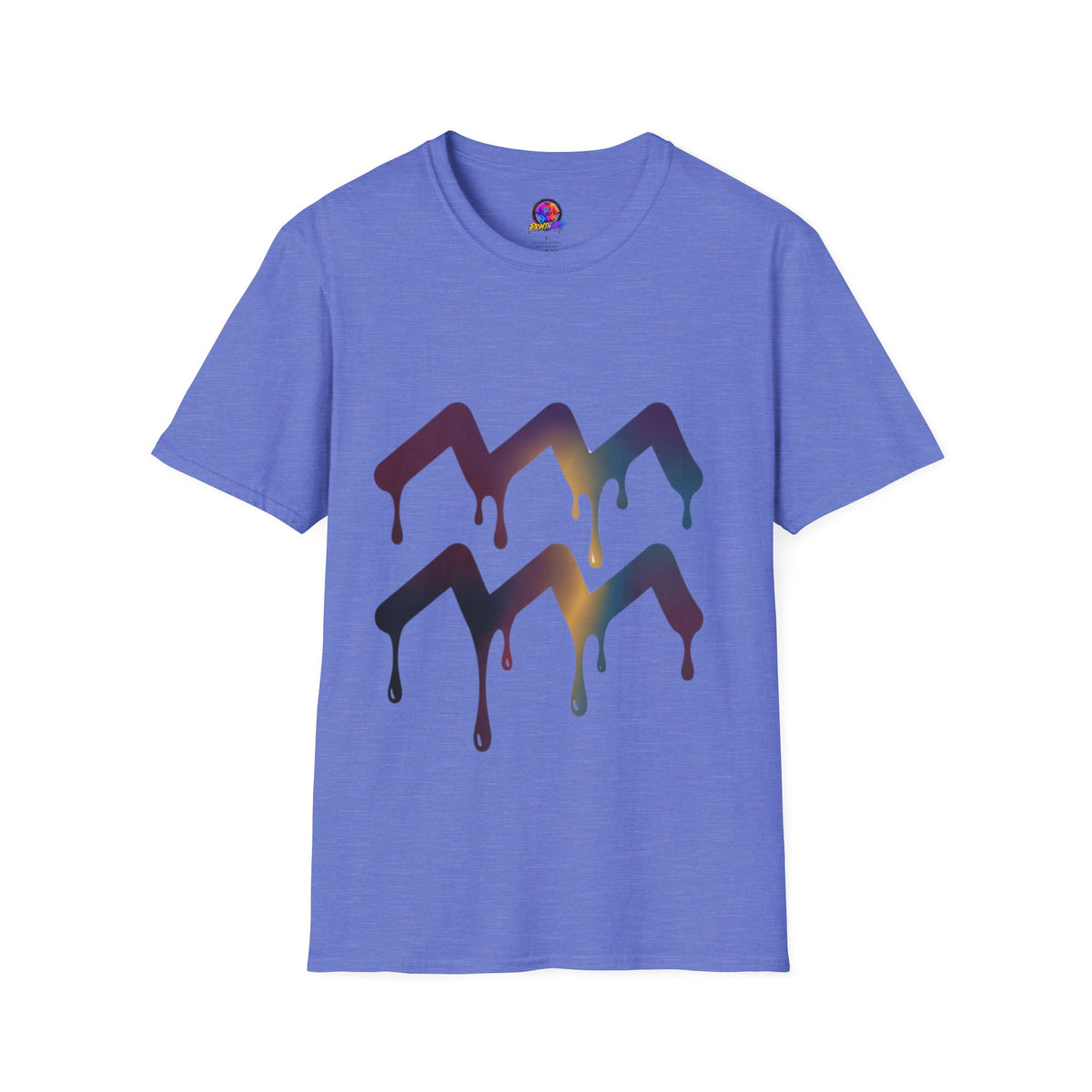 Aquarius Zodiac Dripping Chevron Graphic T-Shirt
