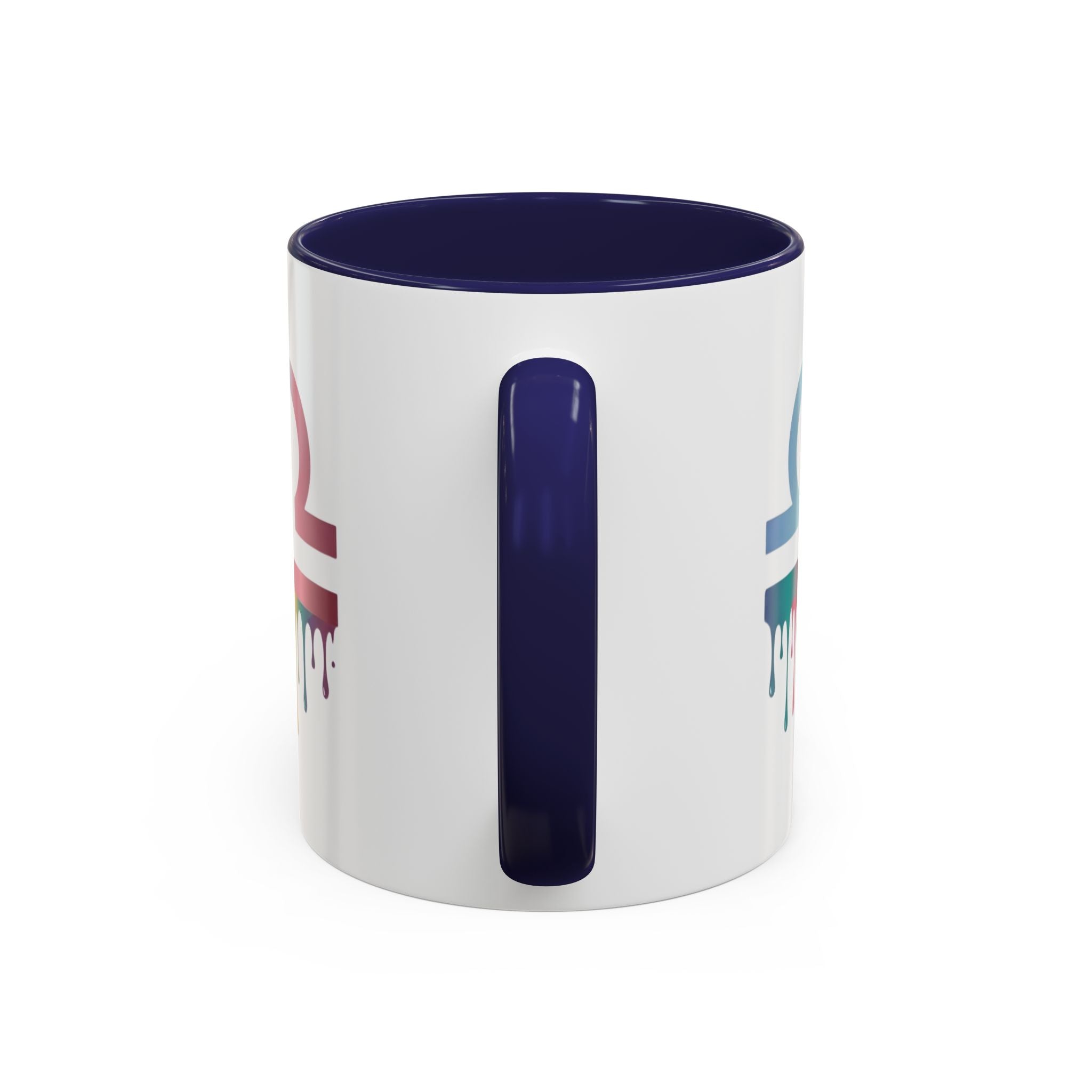 Libra Drip Accent Coffee Mug — Zodiac Symbol Rainbow Design