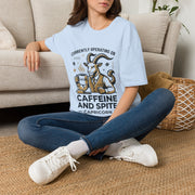 Capricorn T-Shirt — "Currently Operating on Caffeine and Spite" Zodiac Goat Tee