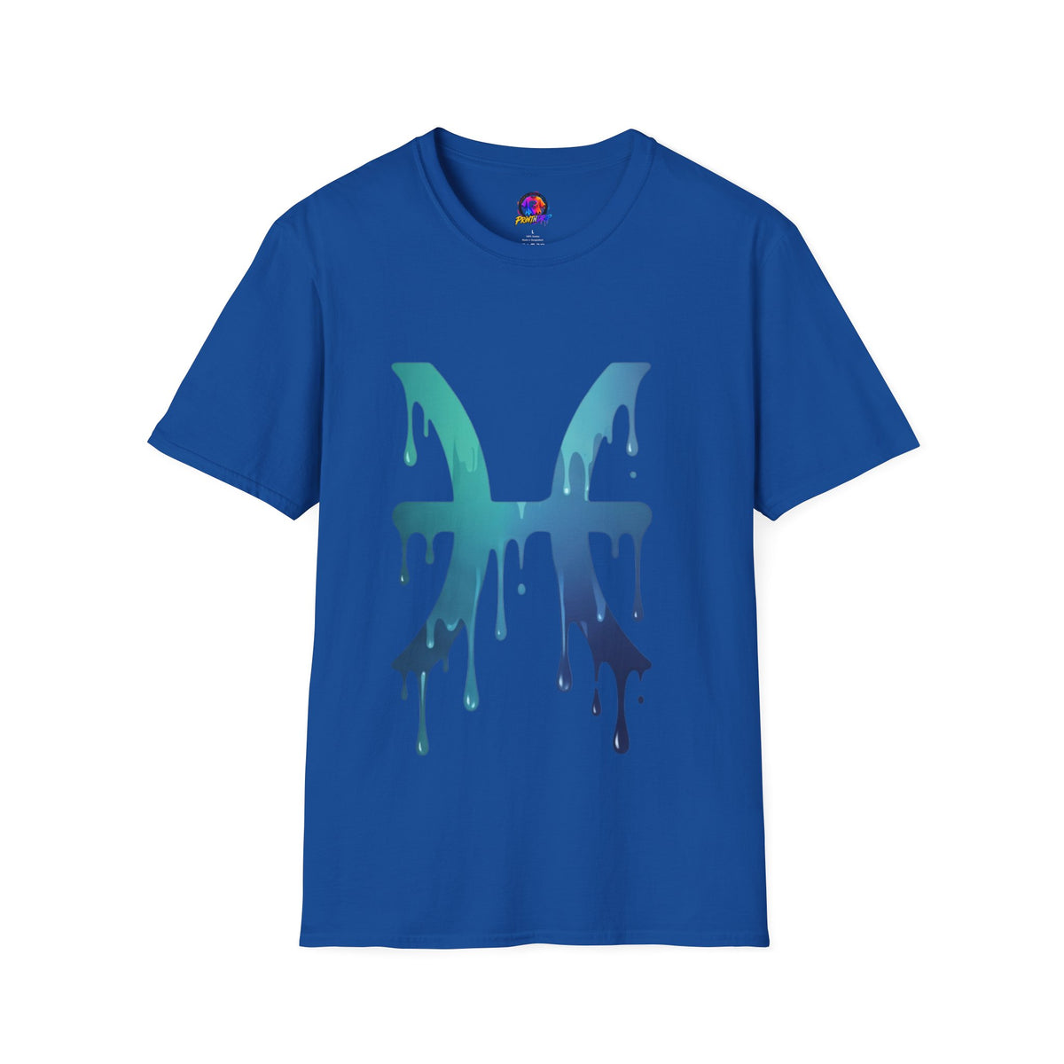 Pisces Drip Zodiac T-Shirt — Blue Gradient Astrological Tee