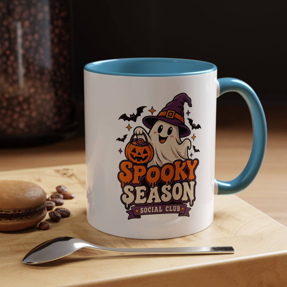 Spooky Season Coffee Mug — Cute Ghost Halloween Accent Mug (11/15oz)