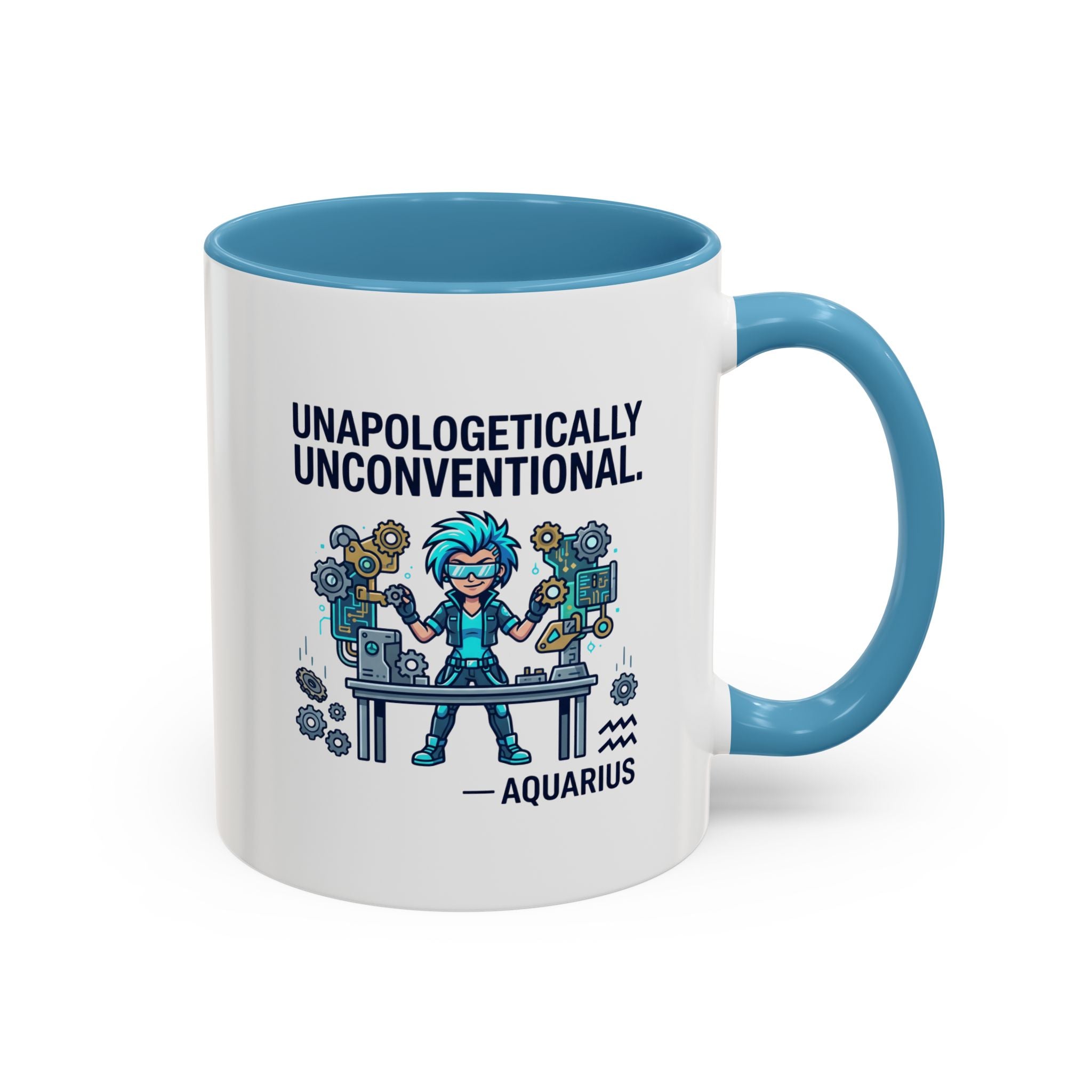 Aquarius Coffee Mug - "Unapologetically Unconventional" Zodiac Accent Mug 11oz