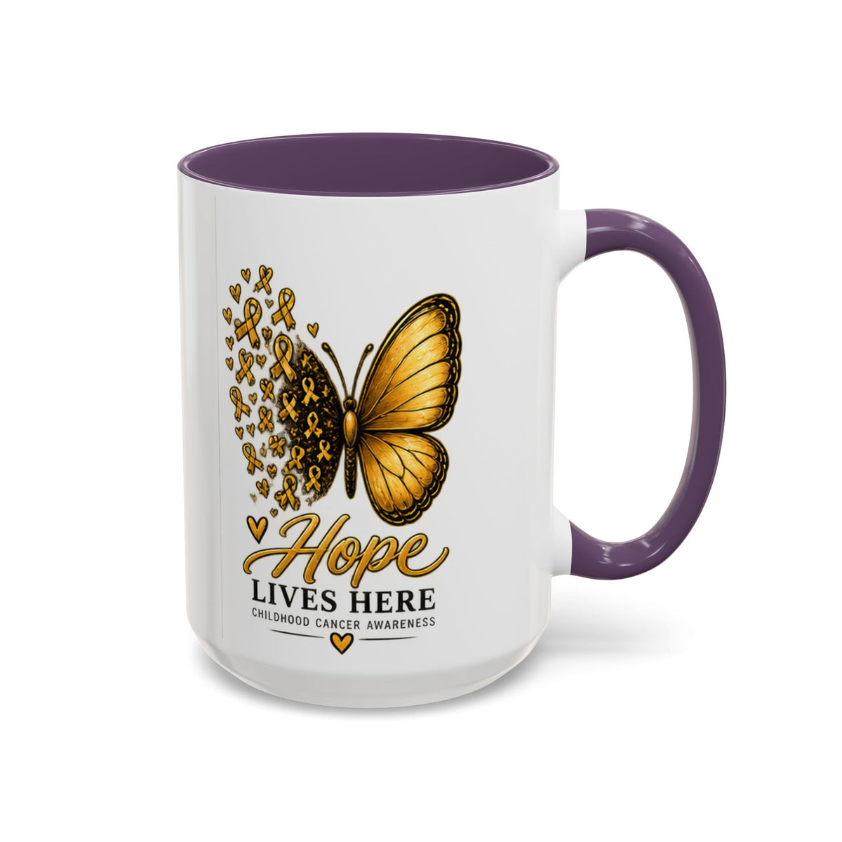 Hope Lives Here Childhood Cancer Awareness Accent Coffee Mug