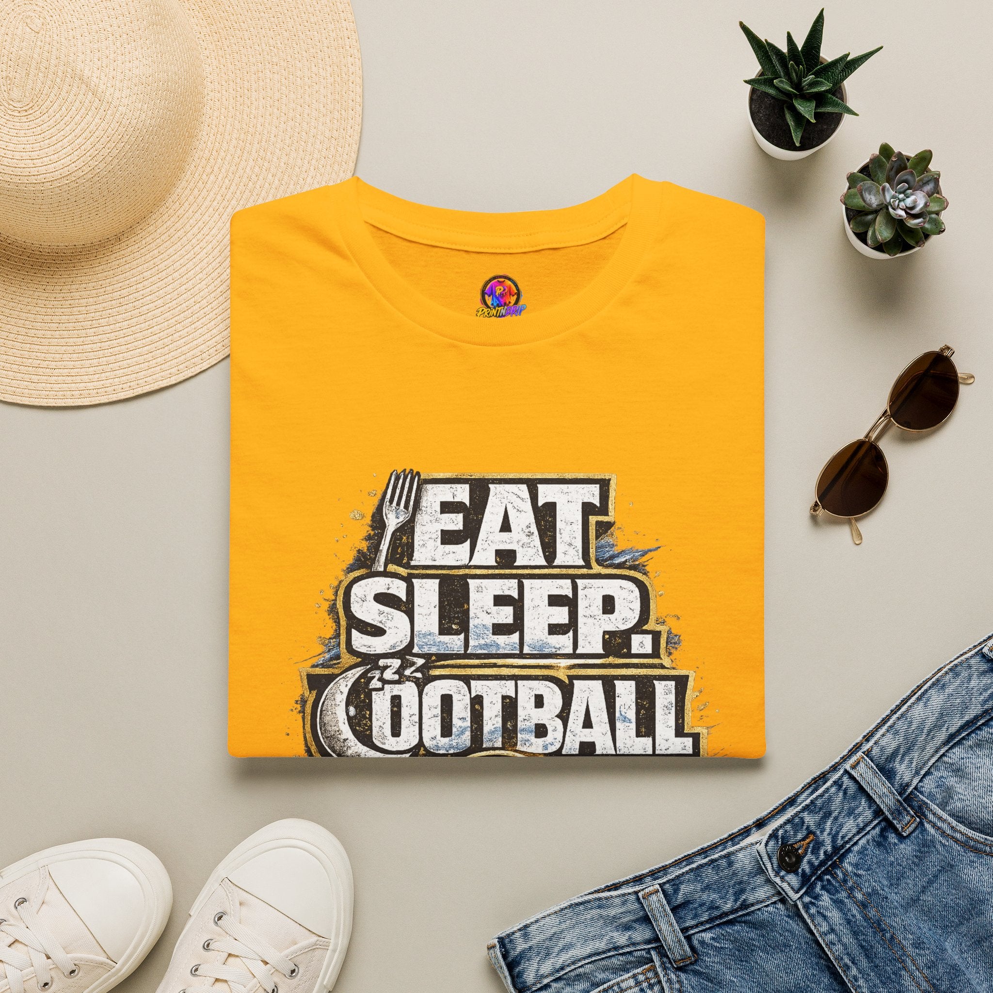 Football 'Eat Sleep Football Repeat' T-Shirt — Vintage Soccer Fan Tee