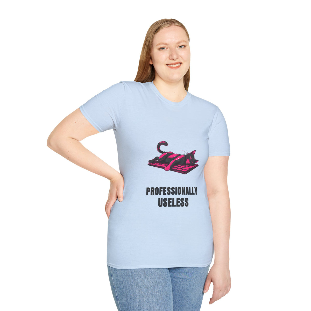 T‑Shirt — 'Professionally Useless' Relaxed Cat Graphic Tee - Trending Now - August 2026