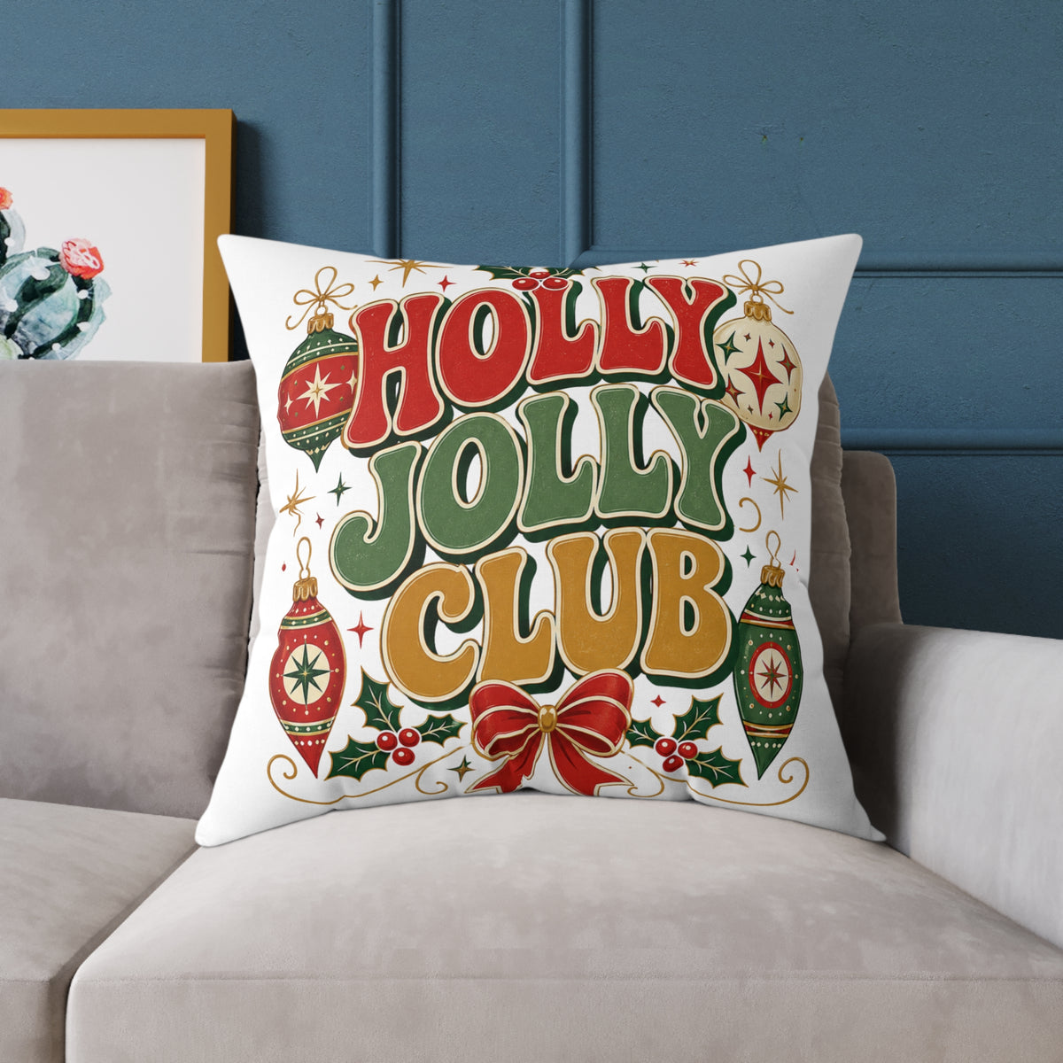 Christmas Holly Jolly Club Holiday Pillow