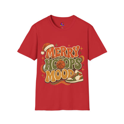 Merry Hoops Mood T-Shirt — Retro Holiday Basketball Christmas Tee