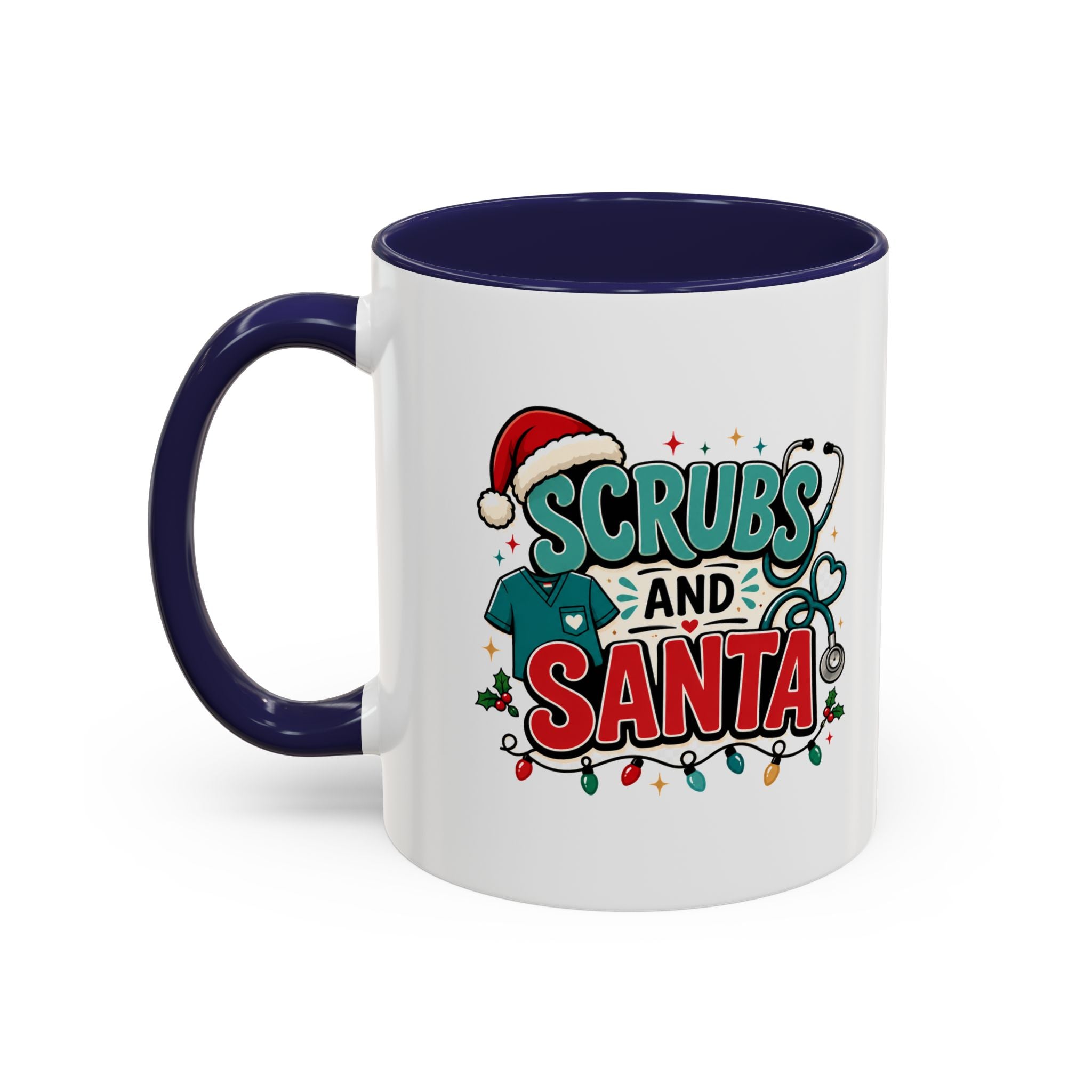 Modern Day Christmas Scrubs and Santa Coffee Mug — Funny Christmas Nurse Gift