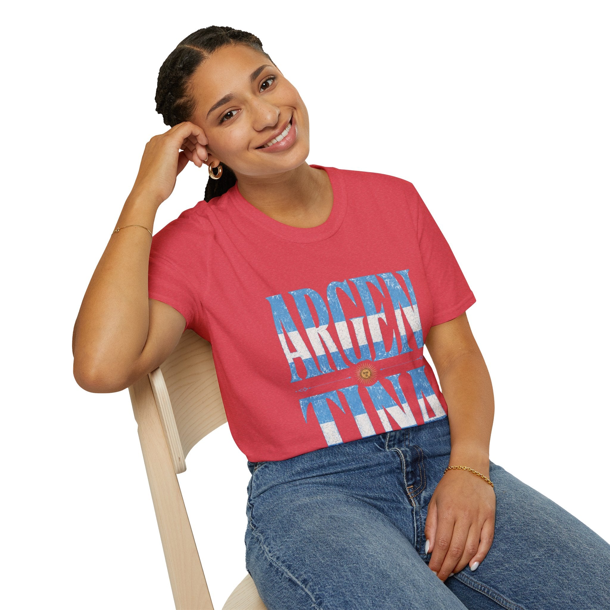 Argentina Flag Graphic T‑Shirt — Vintage Blue Distressed Typography