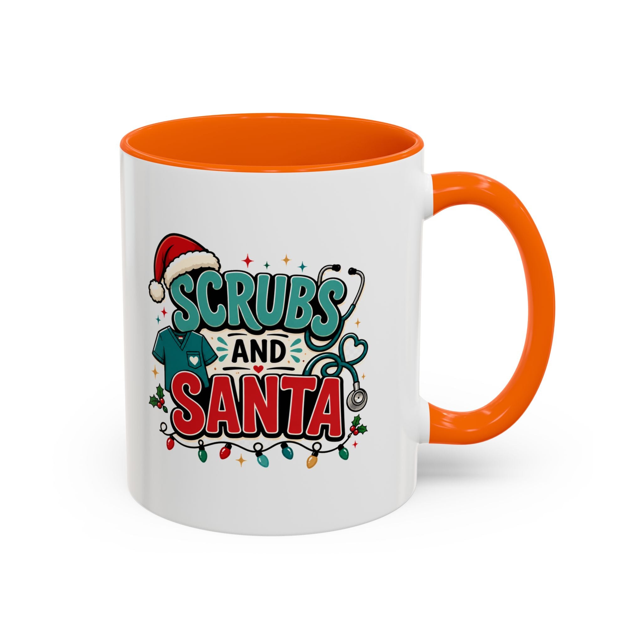 Modern Day Christmas Scrubs and Santa Coffee Mug — Funny Christmas Nurse Gift
