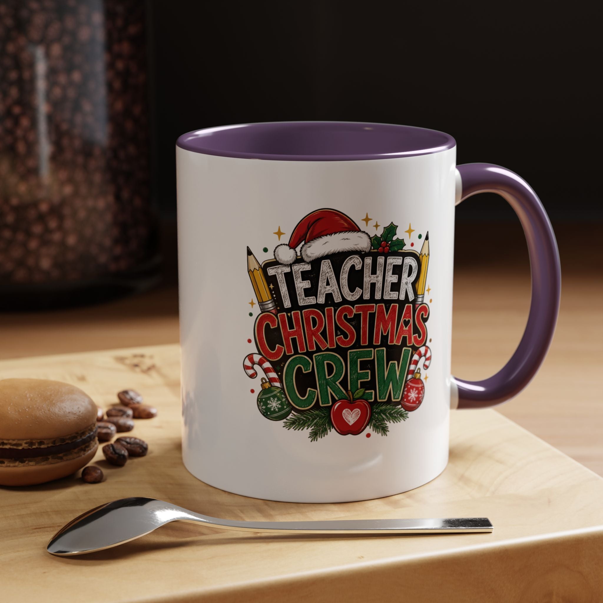 Teacher Christmas Crew Accent Coffee Mug – Holiday Teacher Gift