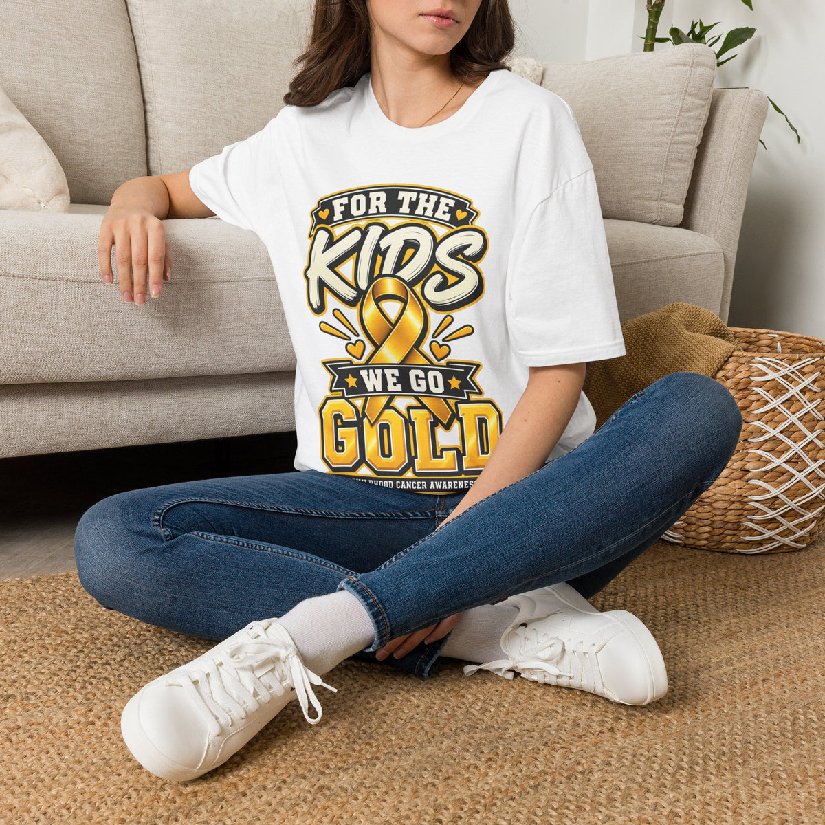Kids Childhood Cancer Awareness T-Shirt — "For the Kids We Go Gold"