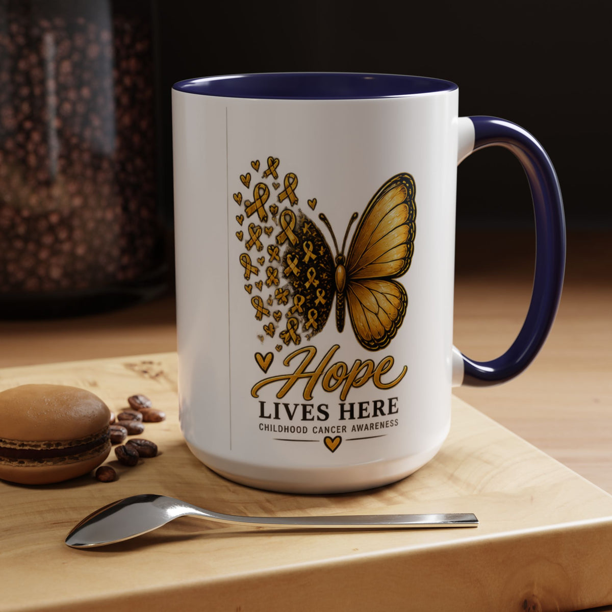 Hope Lives Here Childhood Cancer Awareness Accent Coffee Mug