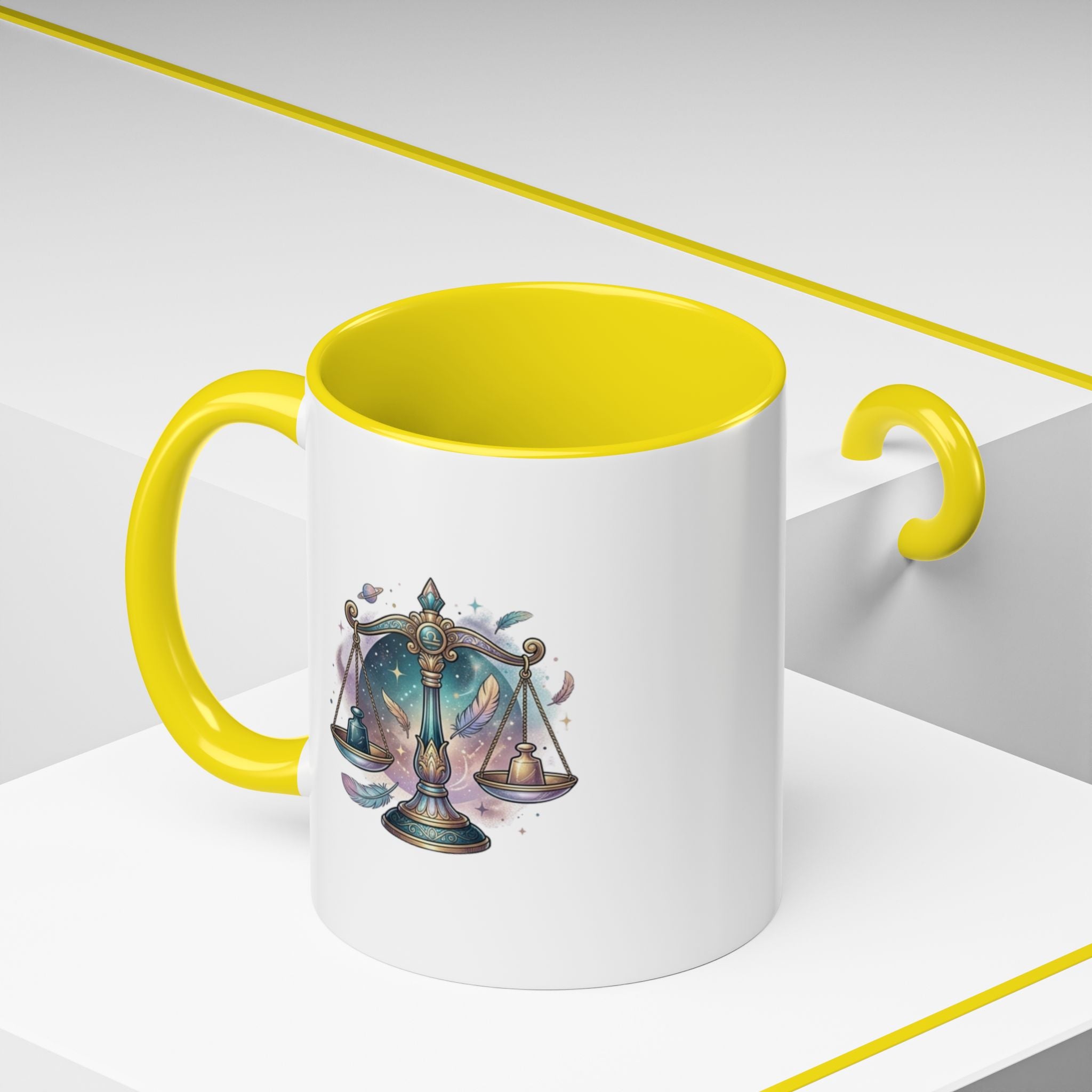 Libra Zodiac Scales Accent Coffee Mug — Astrology Constellation Gift